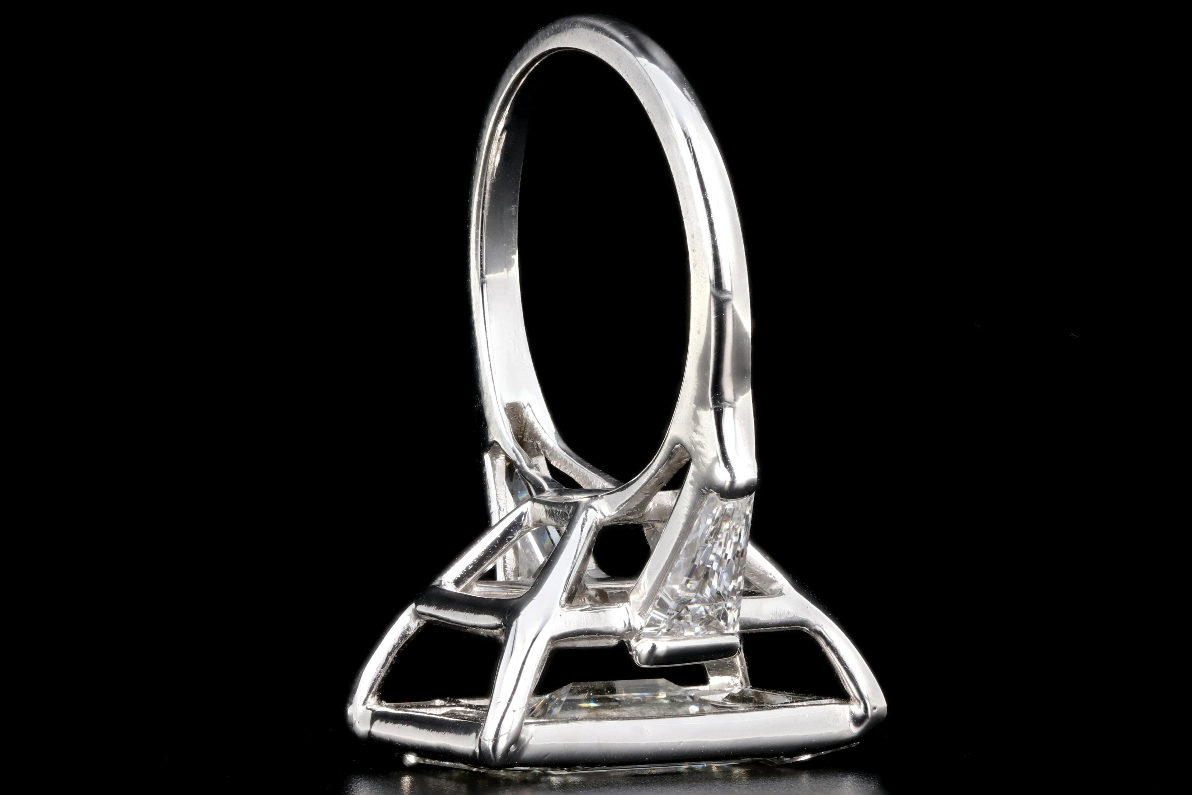 Platinum 1.7 CTR Baguette Diamond 3.45 CTW Engagement Ring - Queen May