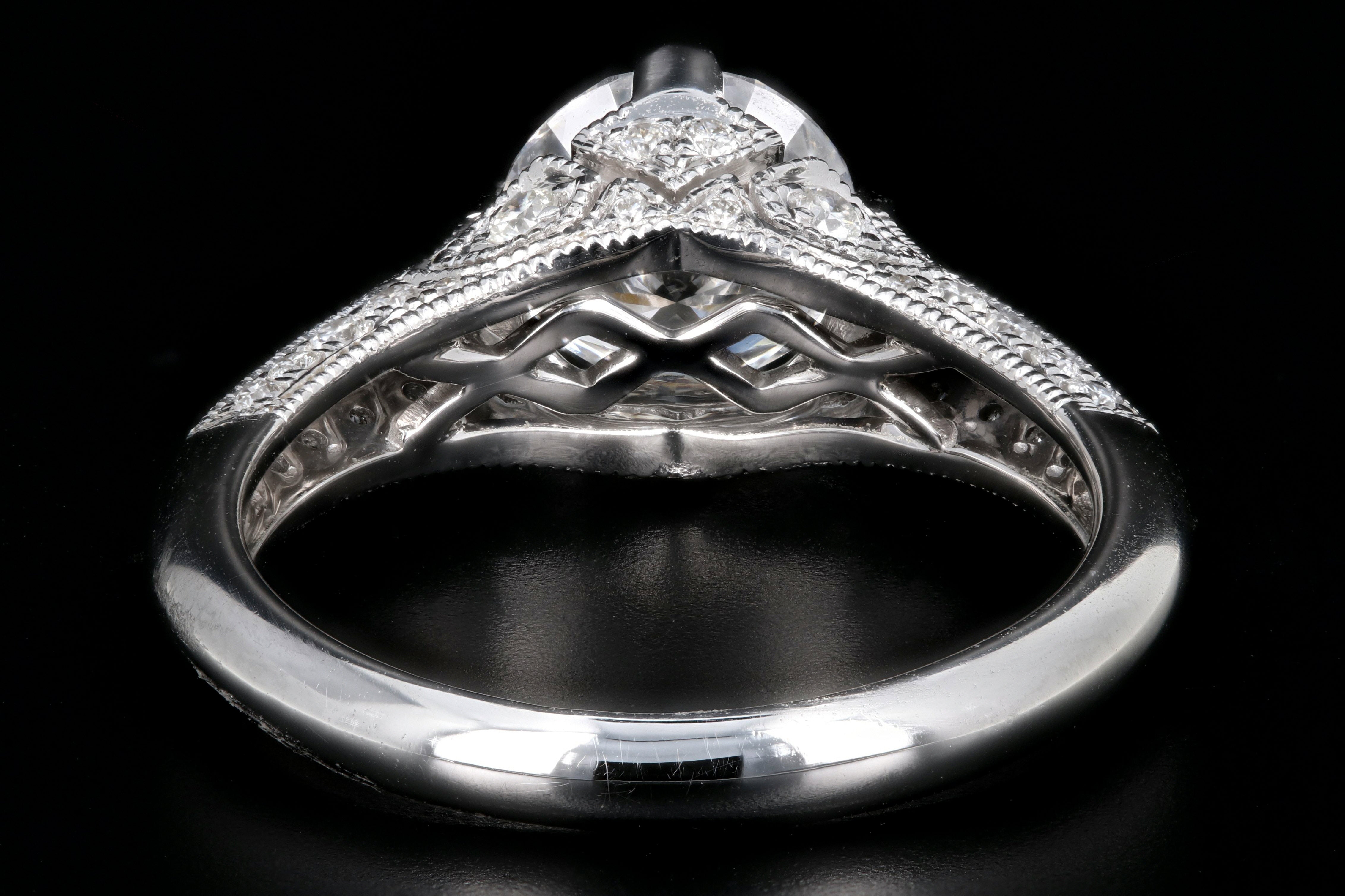 Modern 14k White Gold 1.42CT Round Brilliant Cut Diamond Engagement Ring GIA Certified - Queen May
