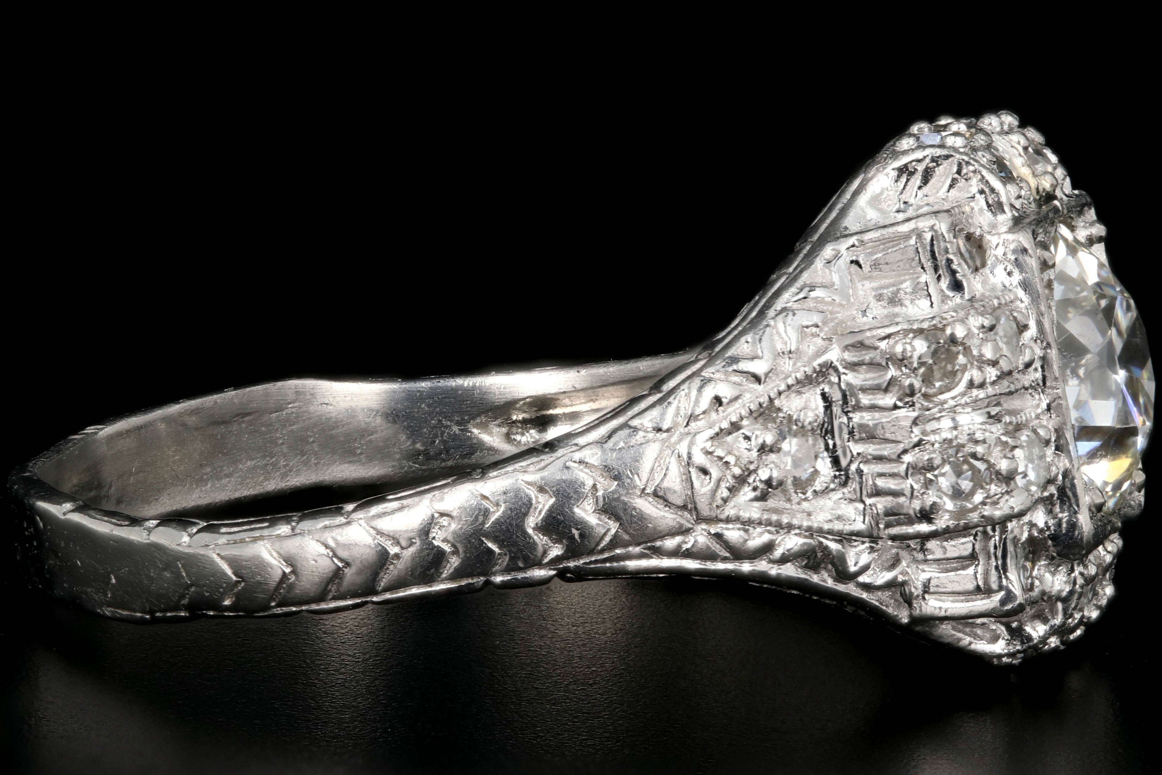 Art Deco Platinum 1.06 Carat Center Old European Cut Diamond Engagement Ring GIA Certified - Queen May