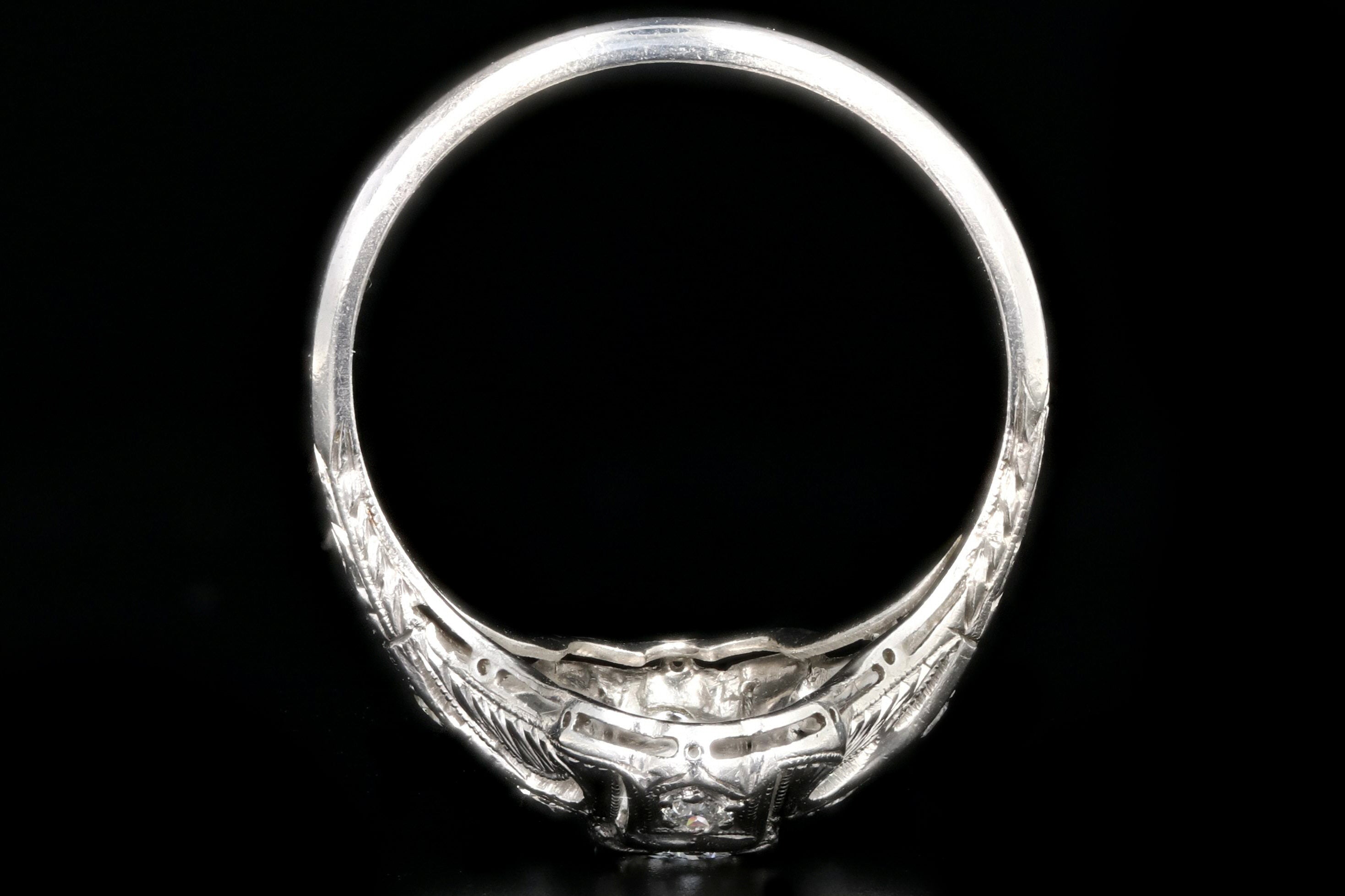 Art Deco Platinum Diamond Shield Ring Size 5.75 - Queen May