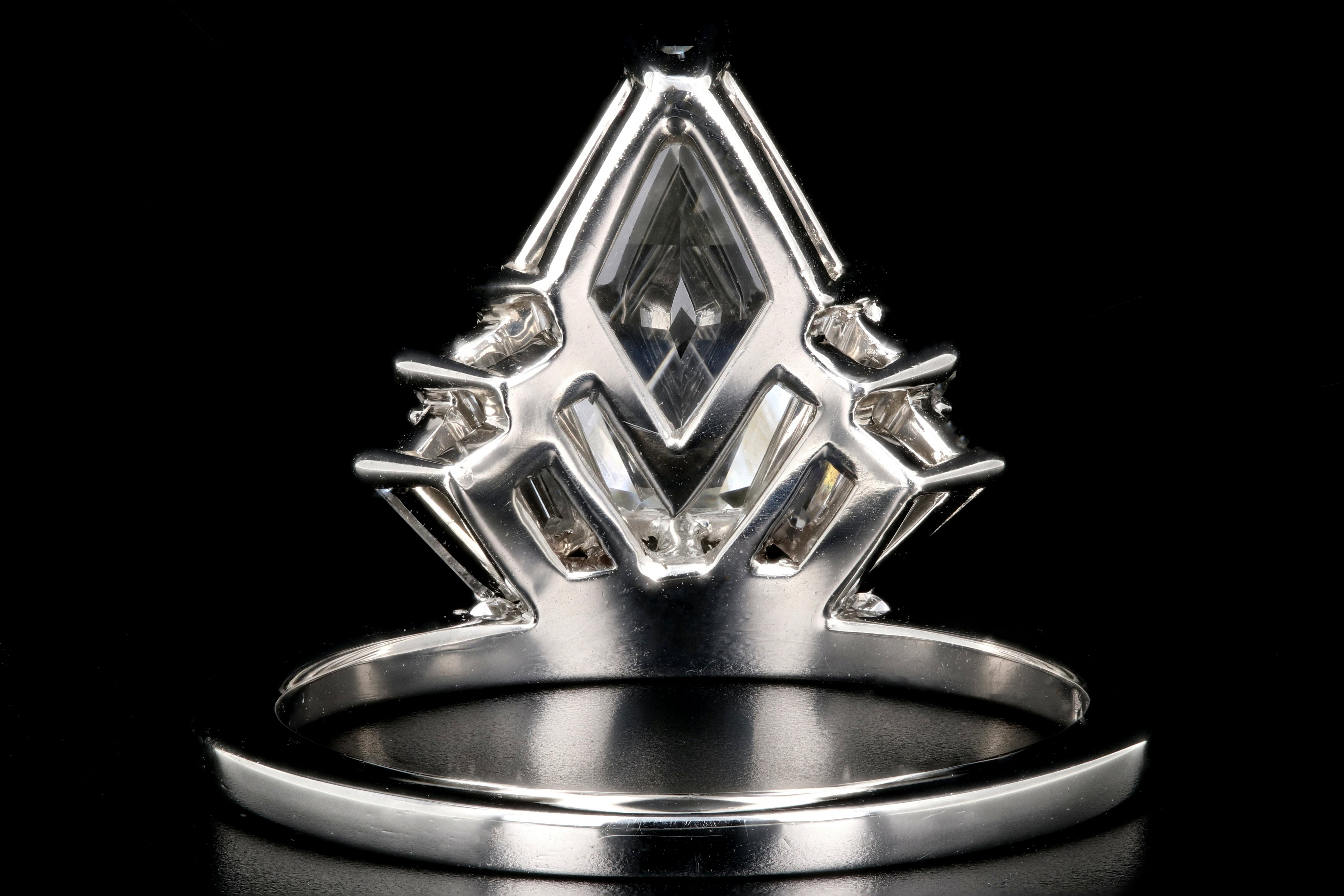 "The Gatsby" Platinum 2.49 Carat Kite/Lozenge Cut Diamond Engagement Ring - Queen May