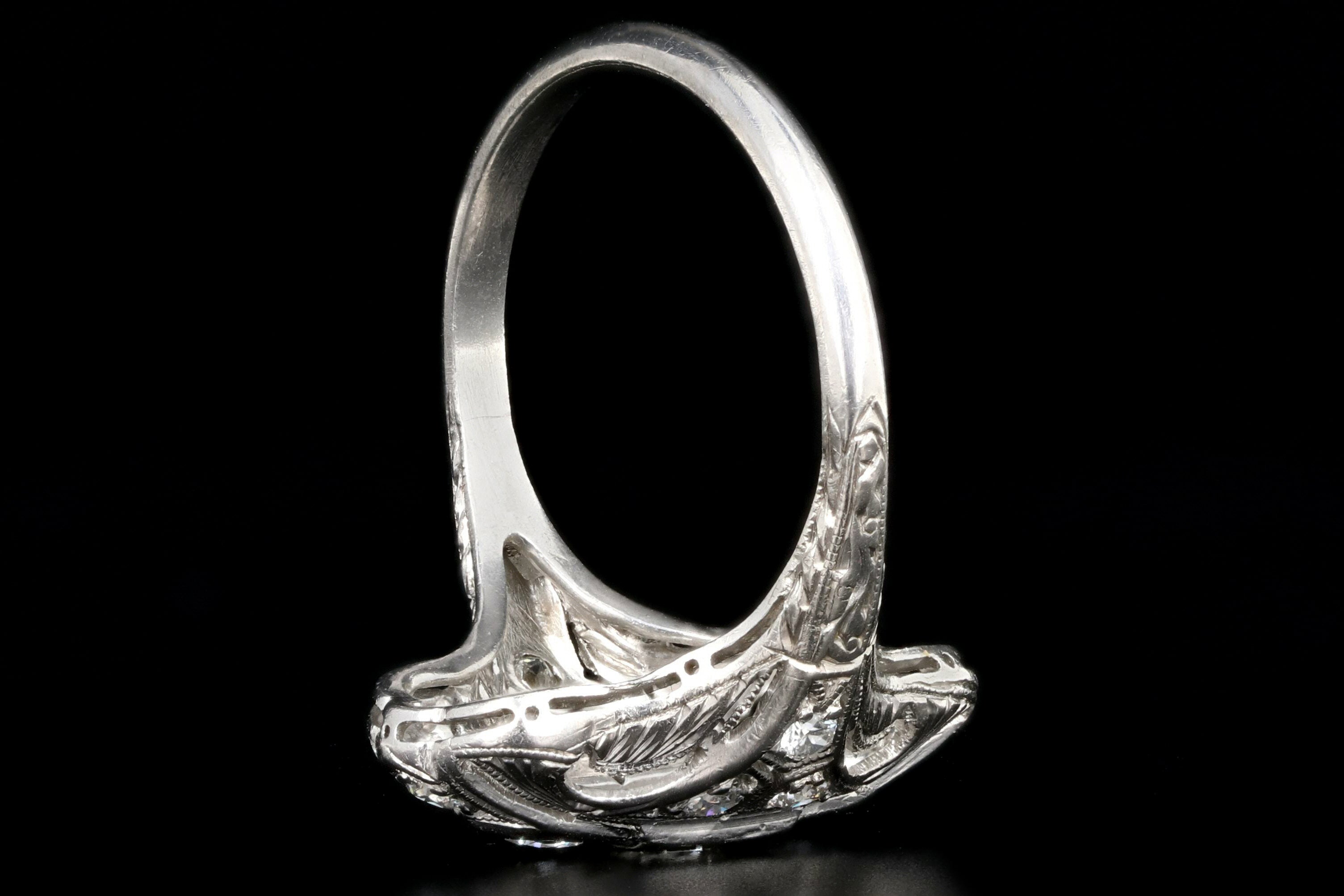 Art Deco Platinum Diamond Shield Ring Size 5.75 - Queen May