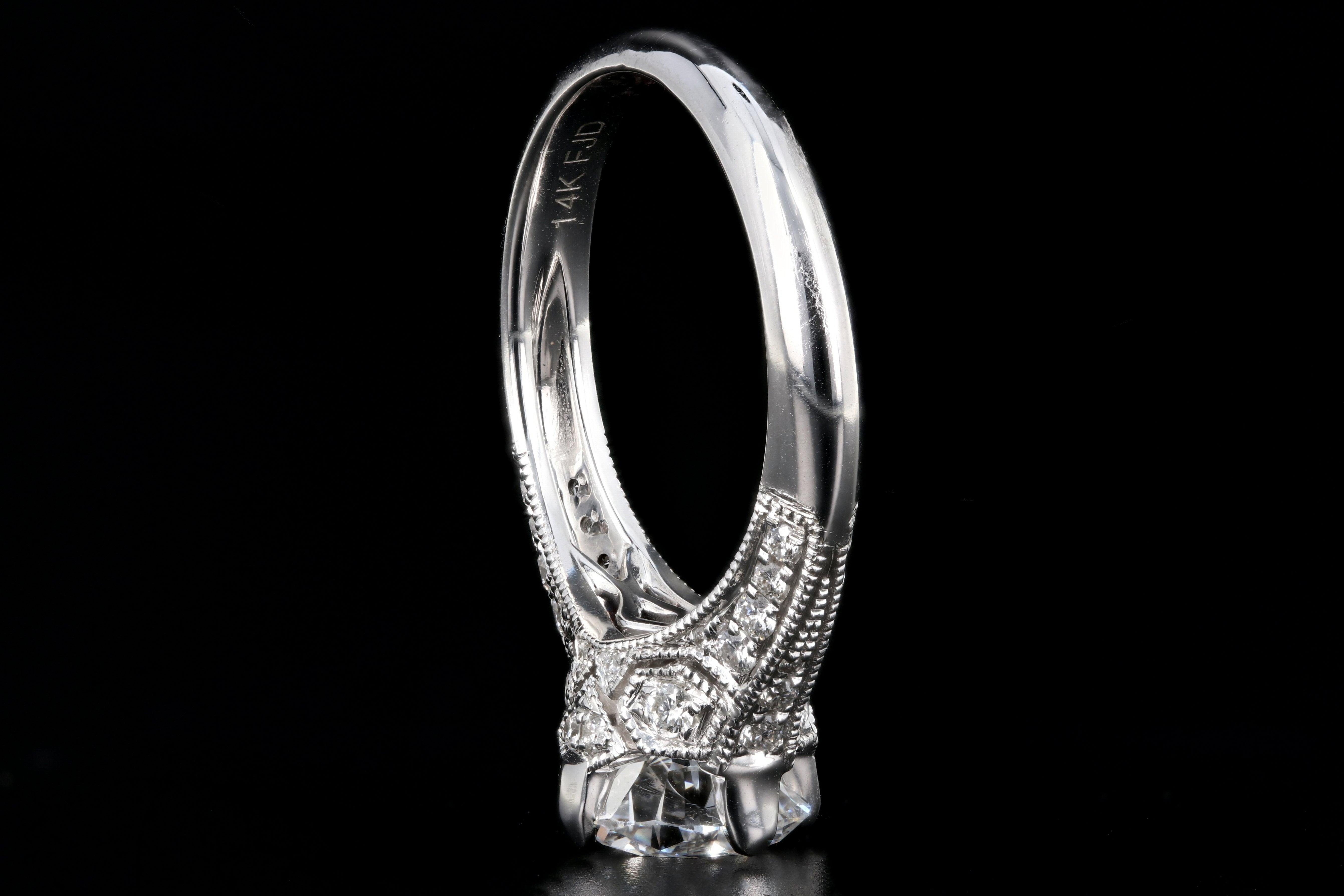 Modern 14k White Gold 1.42CT Round Brilliant Cut Diamond Engagement Ring GIA Certified - Queen May