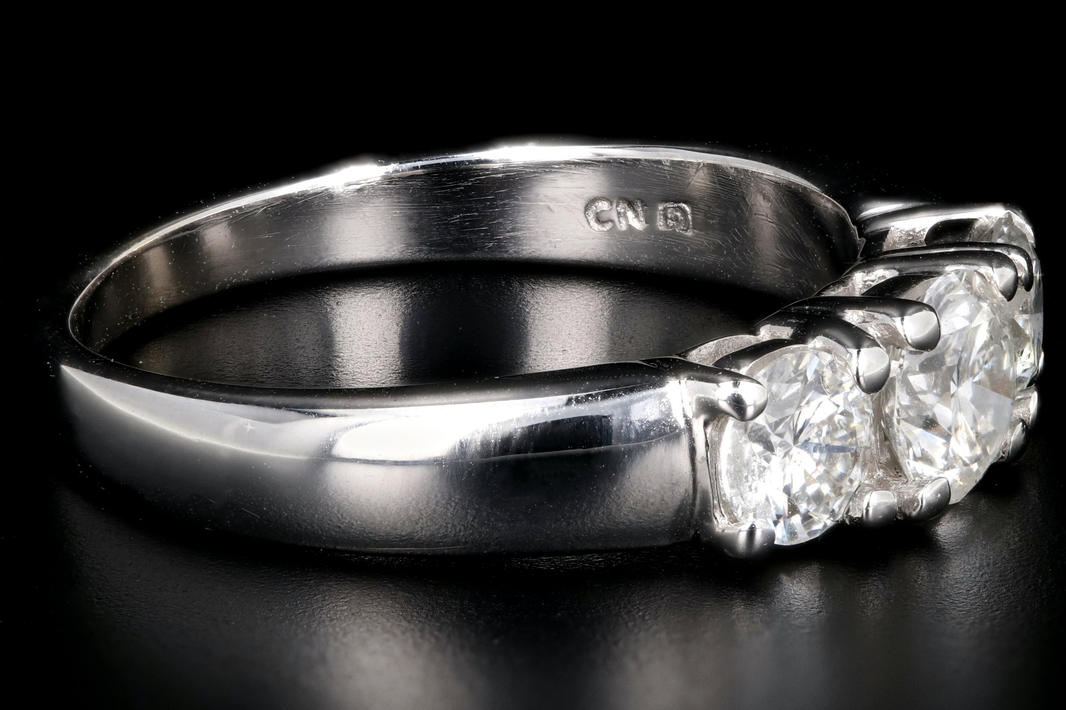 Modern 14K White Gold 1 CTW Three Stone Diamond Ring - Queen May
