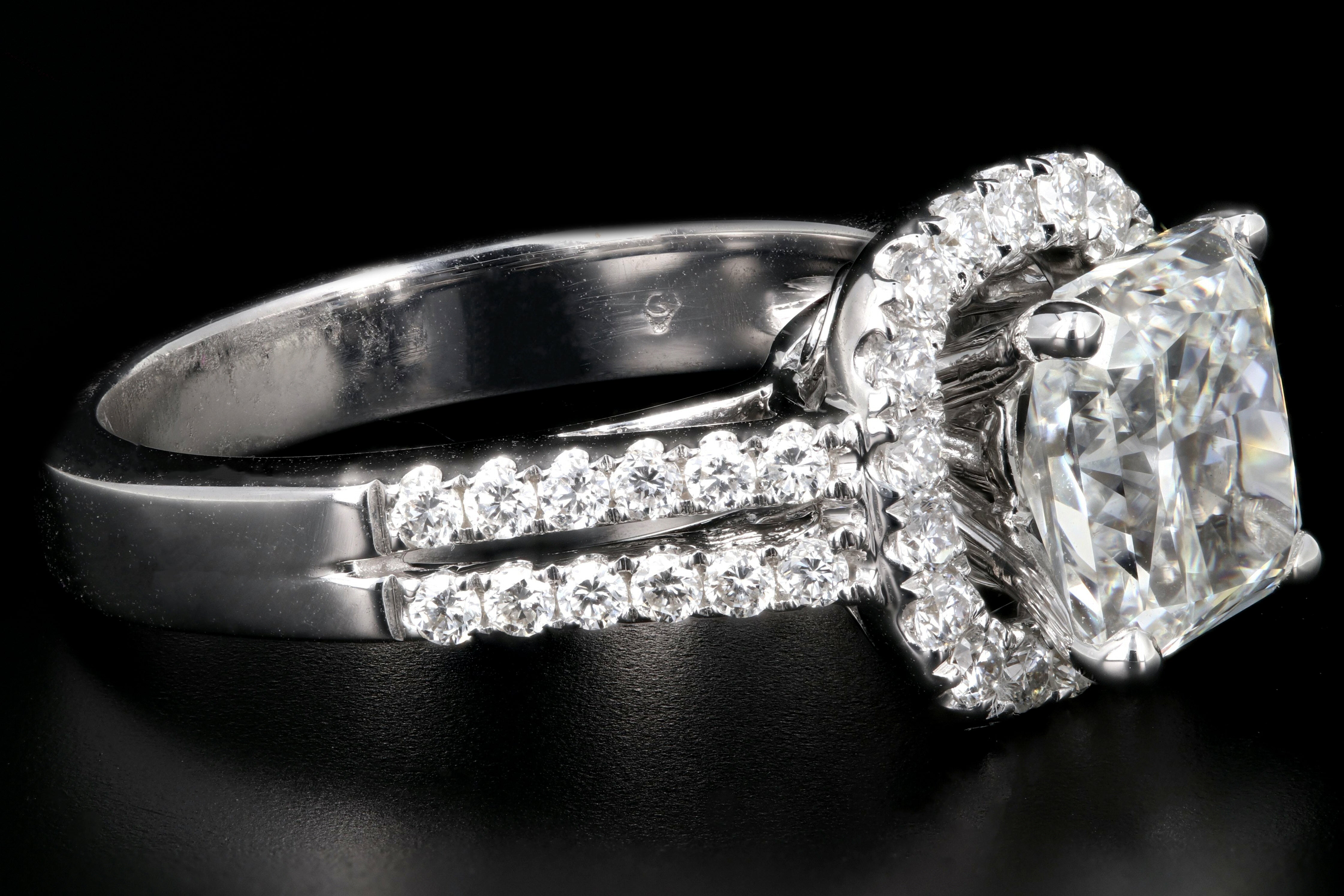 Modern 18K White Gold 2.43CT Radiant Cut Diamond Engagement Ring GIA Certified - Queen May