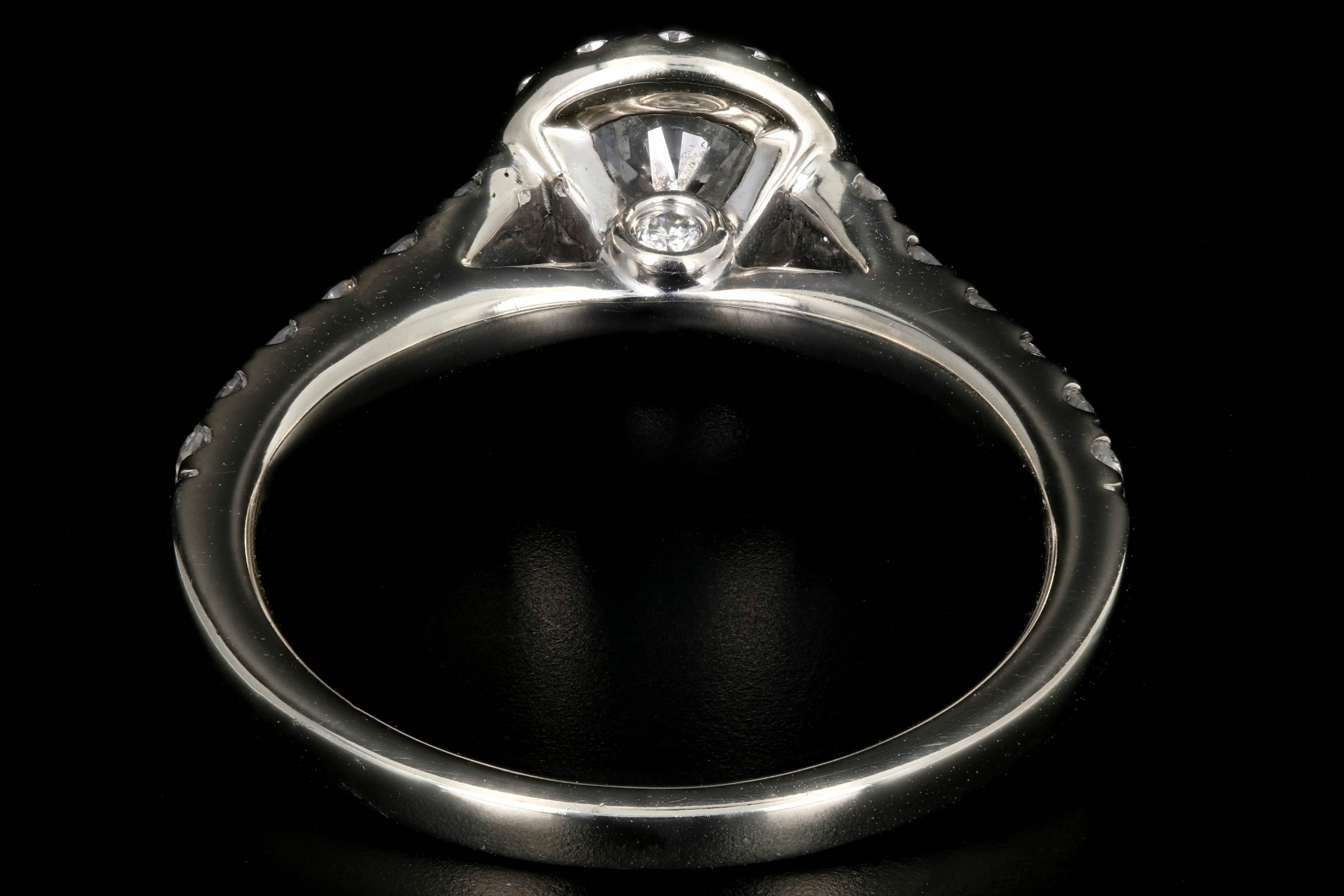 Modern 14K White Gold .70 Carat Diamond Halo Engagement Ring IGI Certified - Queen May