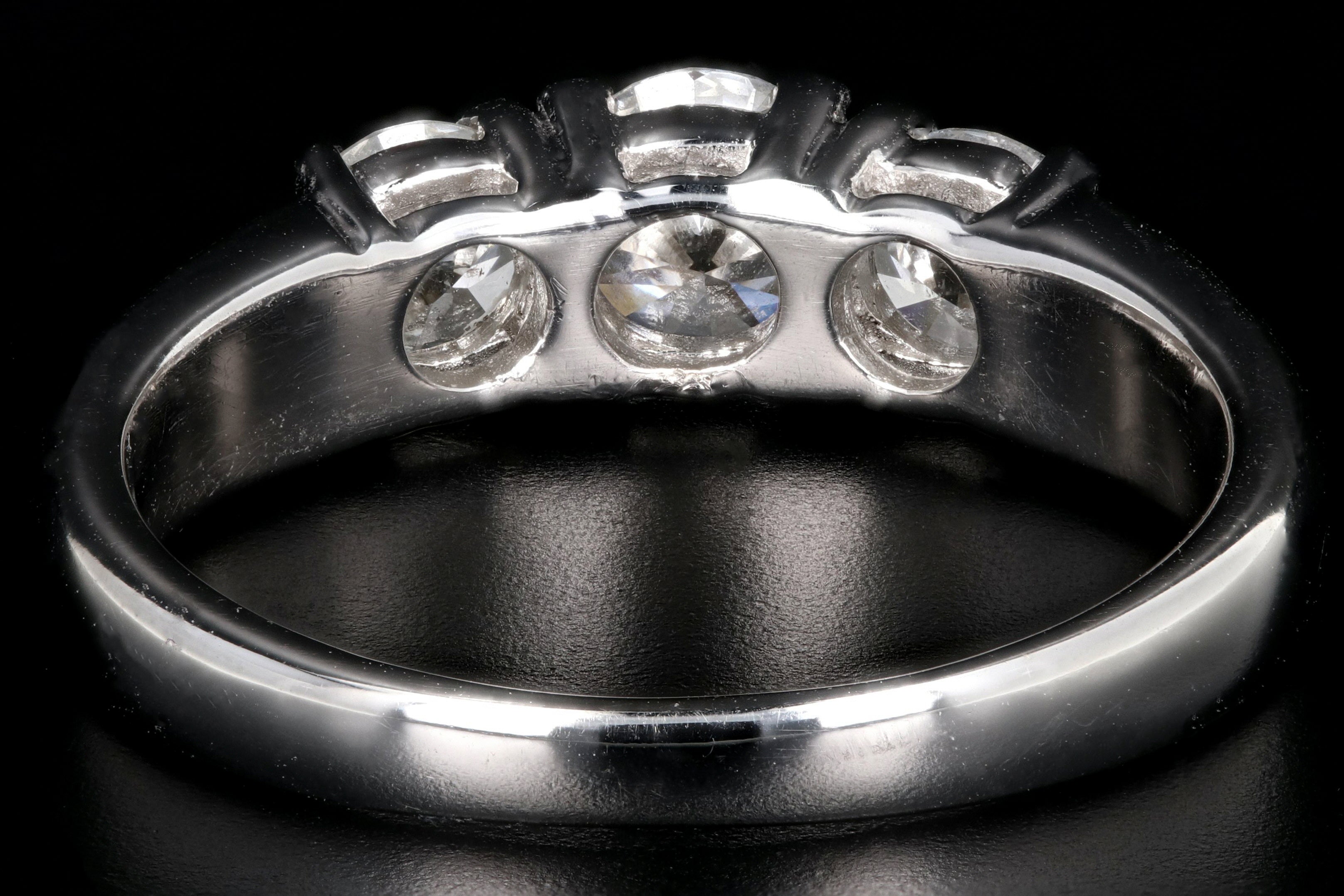 Modern 14K White Gold 1 CTW Three Stone Diamond Ring - Queen May