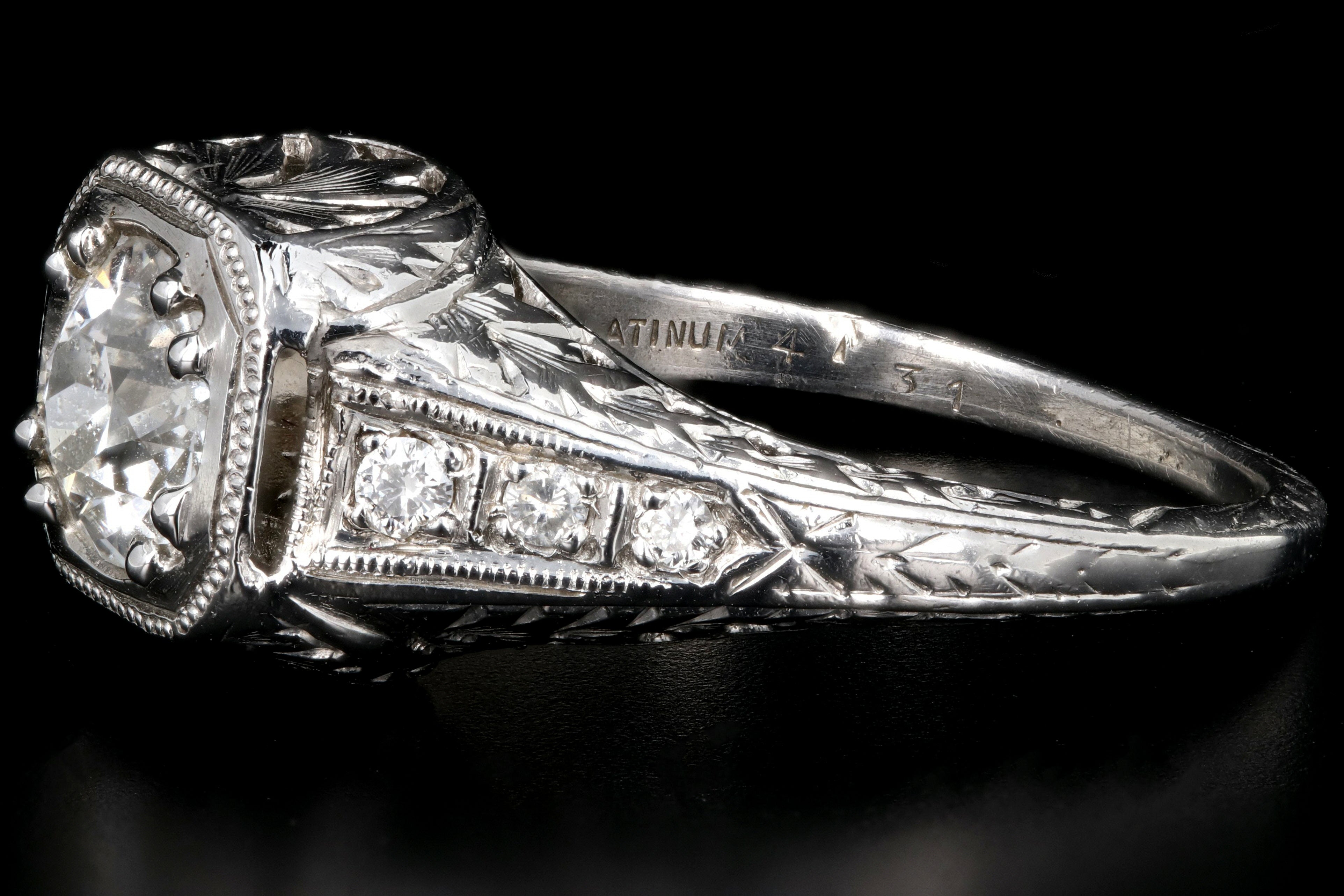 Art Deco Platinum .85 Carat Old European Cut Engagement Ring GIA Certified - Queen May