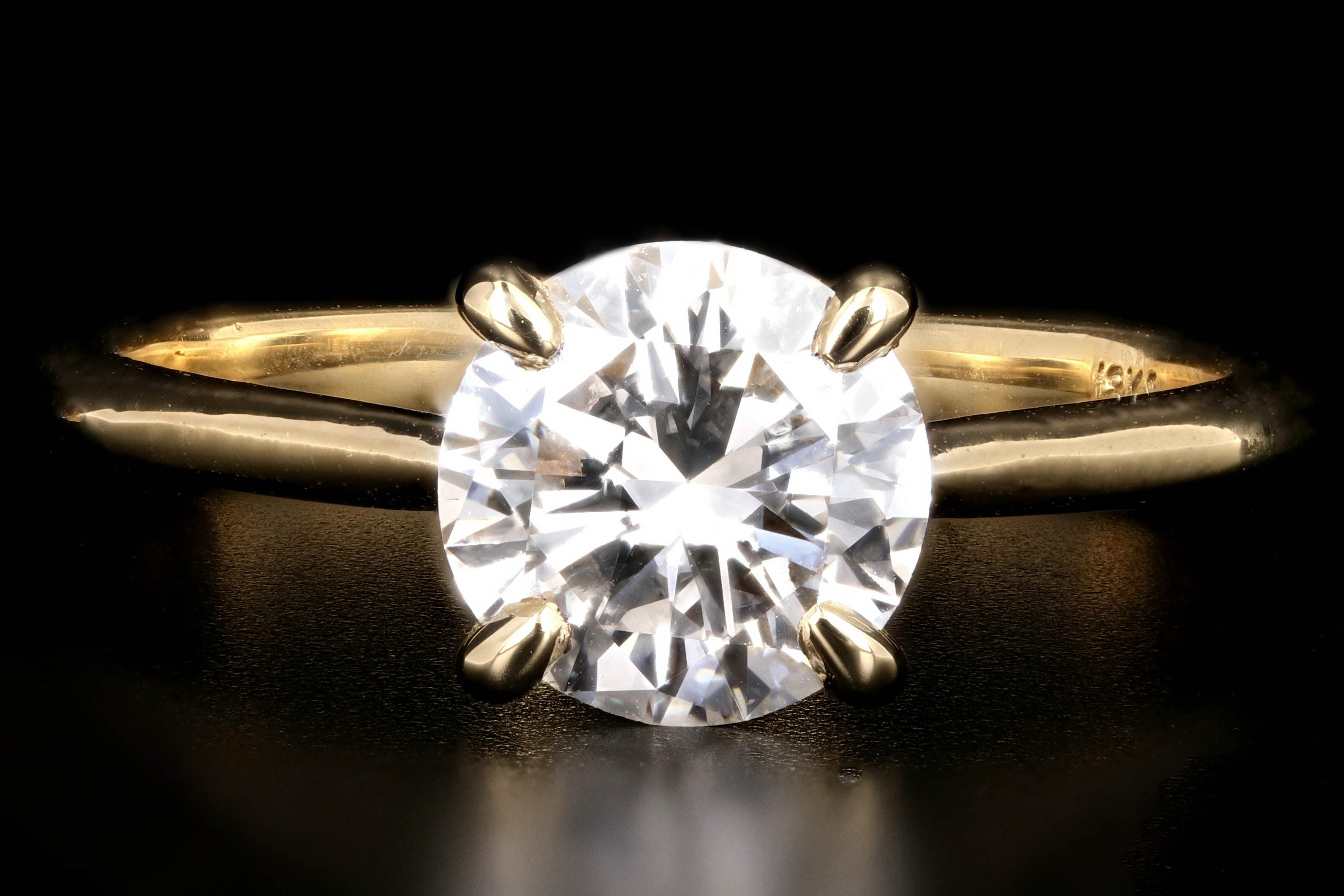 New 18K Yellow Gold GIA D Vs1 1.35 Carat Diamond Engagement Ring - Queen May