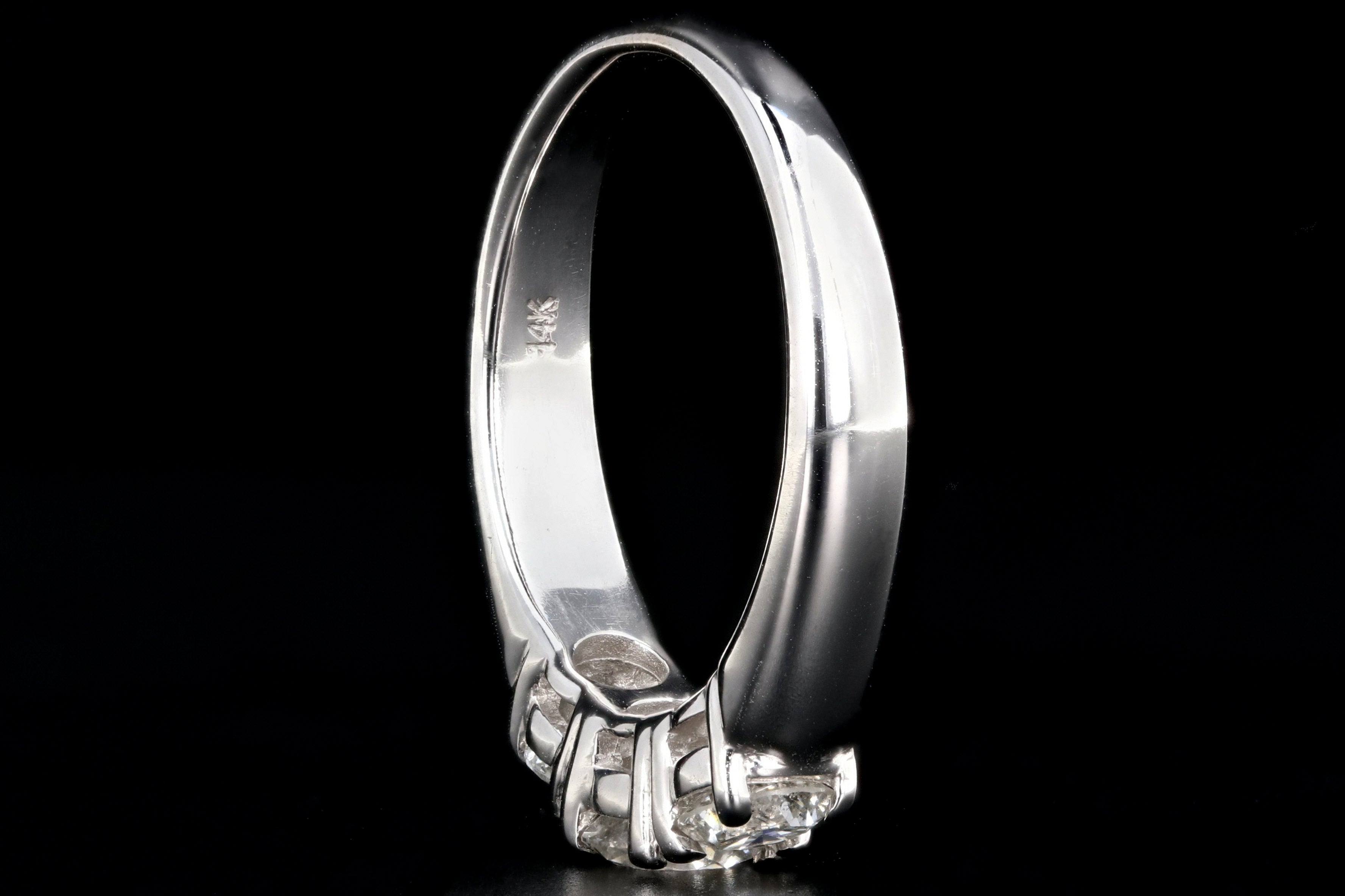Modern 14K White Gold 1 CTW Three Stone Diamond Ring - Queen May