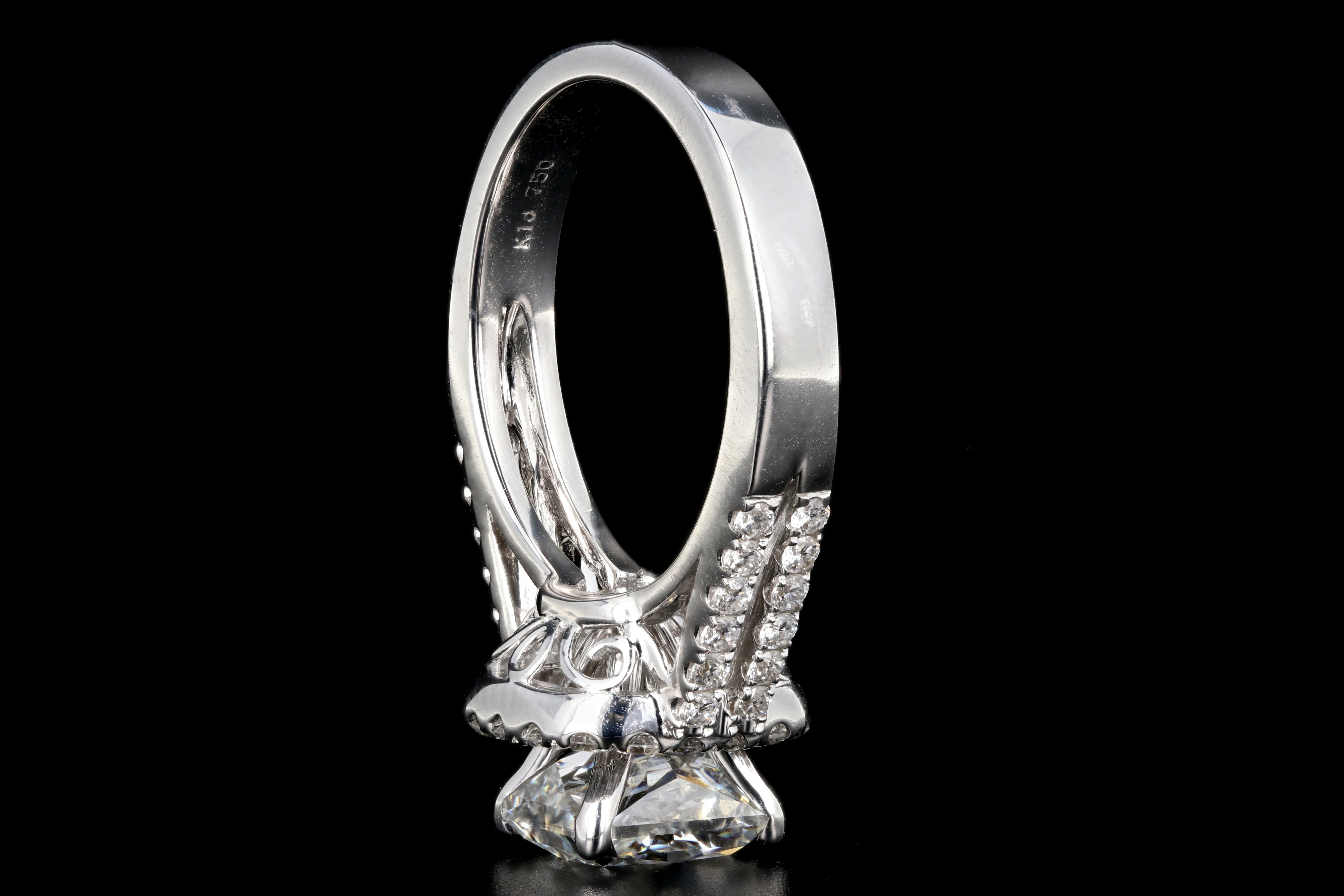 Modern 18K White Gold 2.43CT Radiant Cut Diamond Engagement Ring GIA Certified - Queen May