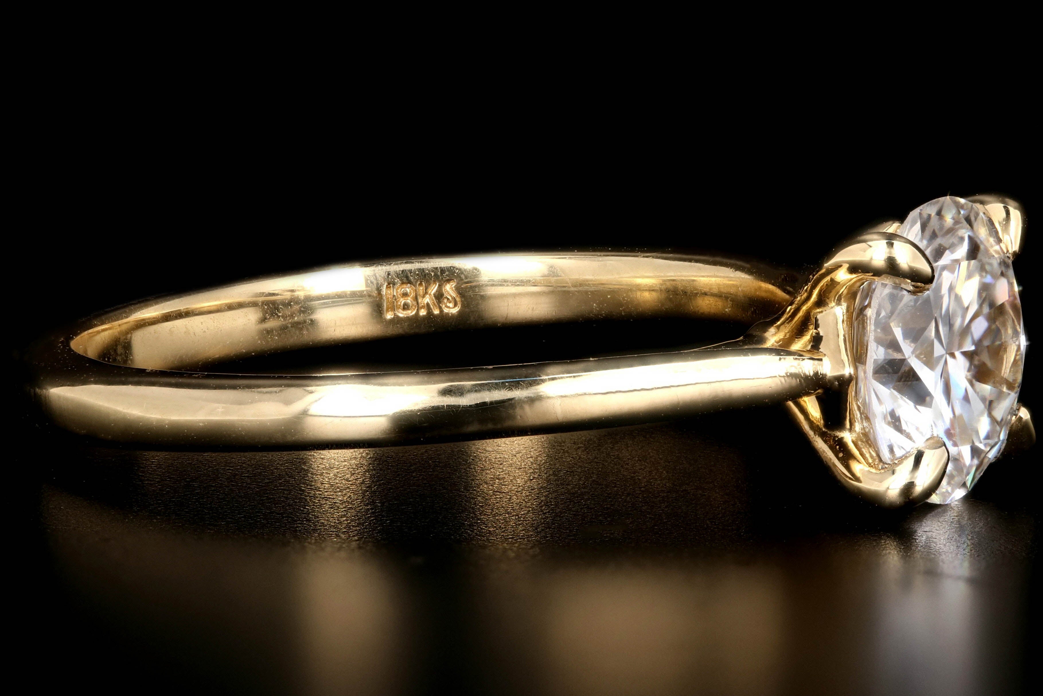 New 18K Yellow Gold GIA D Vs1 1.35 Carat Diamond Engagement Ring - Queen May