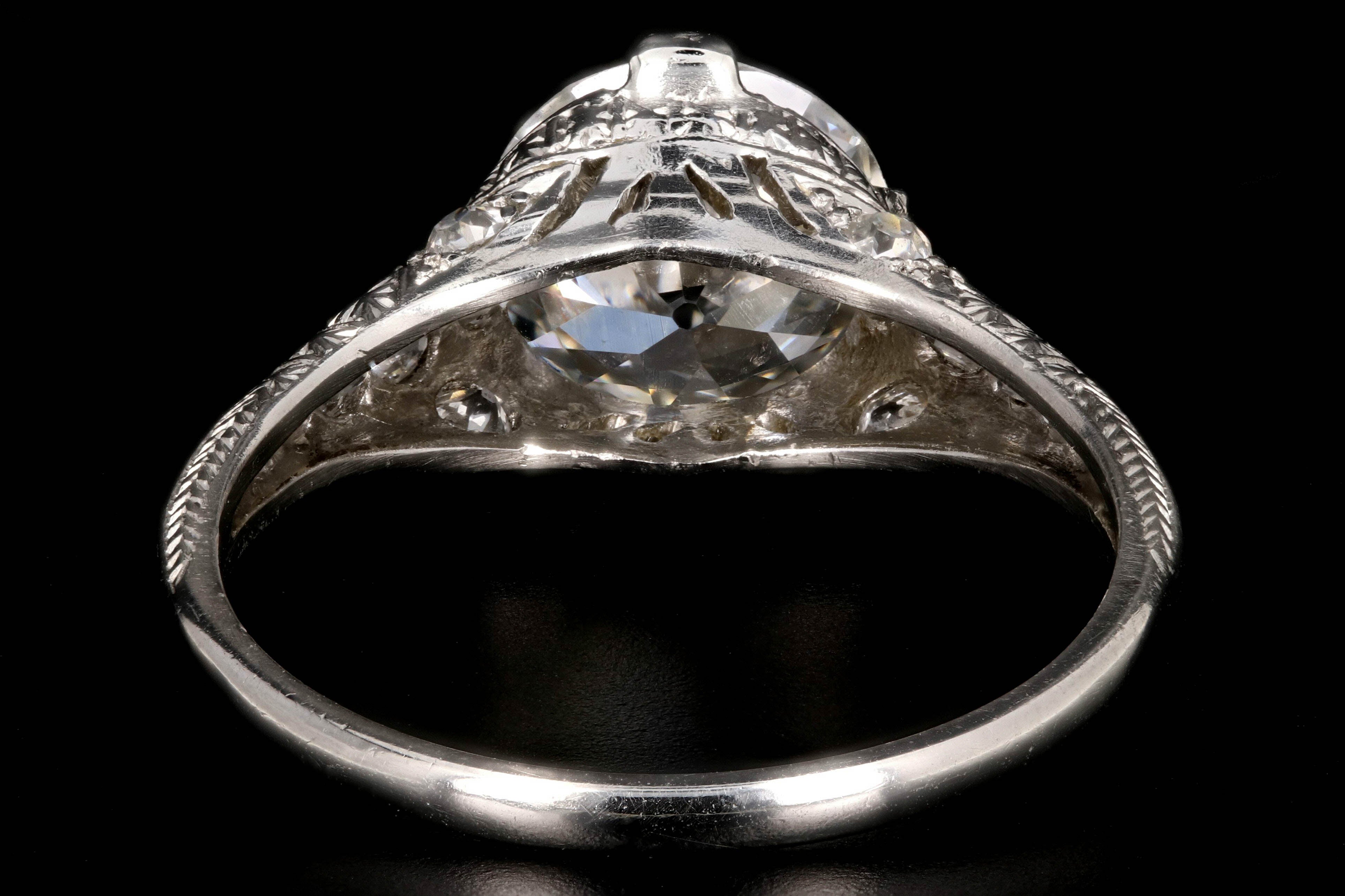 Art Deco Platinum 1.99 Carat Old European Cut Diamond Engagement Ring GIA Certified - Queen May