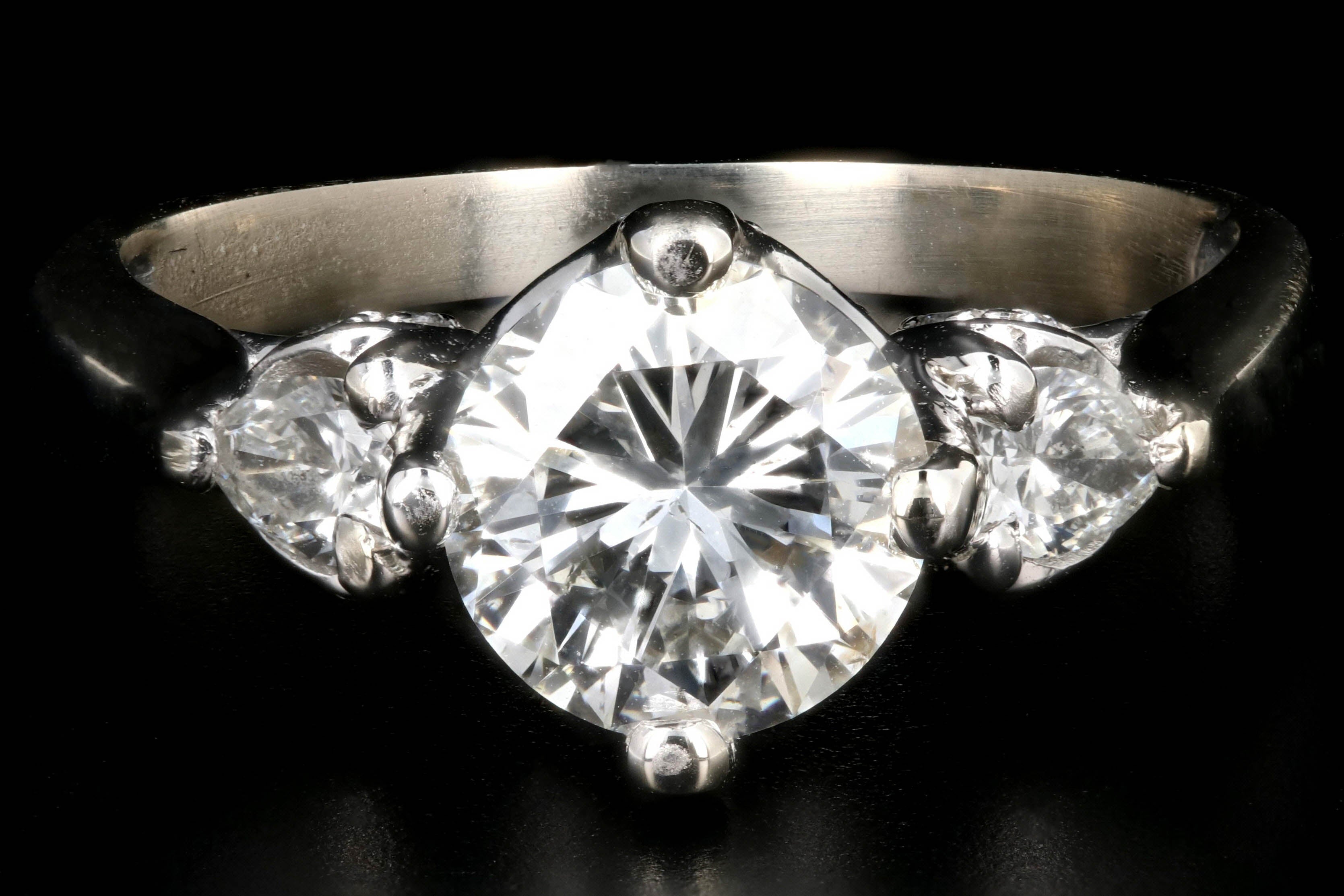 Modern 14K White Gold 1.26CT Round Cut Diamond Engagement Ring GIA Certified - Queen May