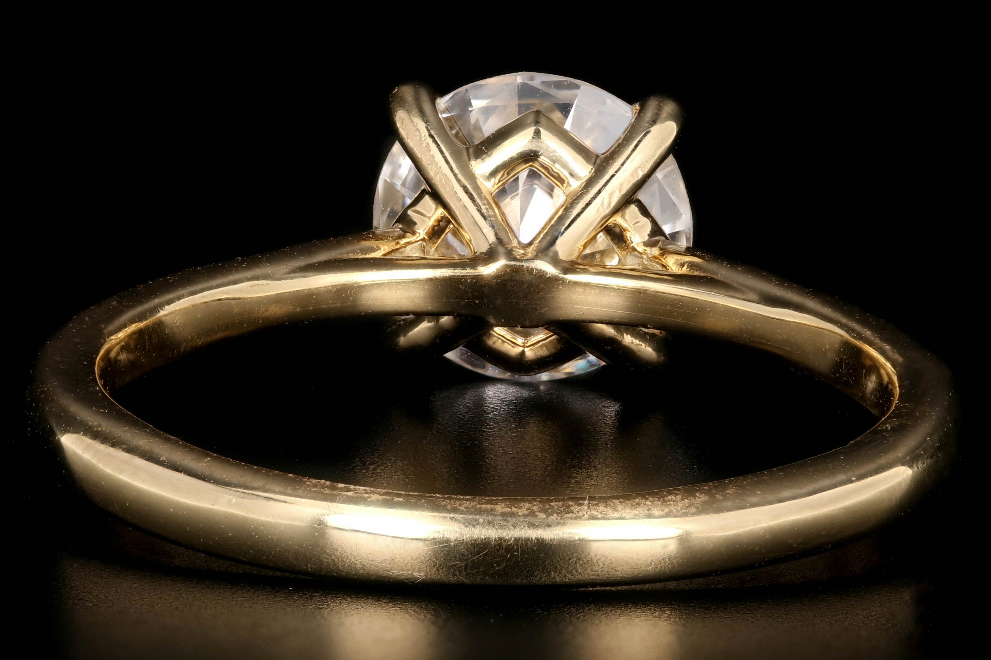 New 18K Yellow Gold GIA D Vs1 1.35 Carat Diamond Engagement Ring - Queen May