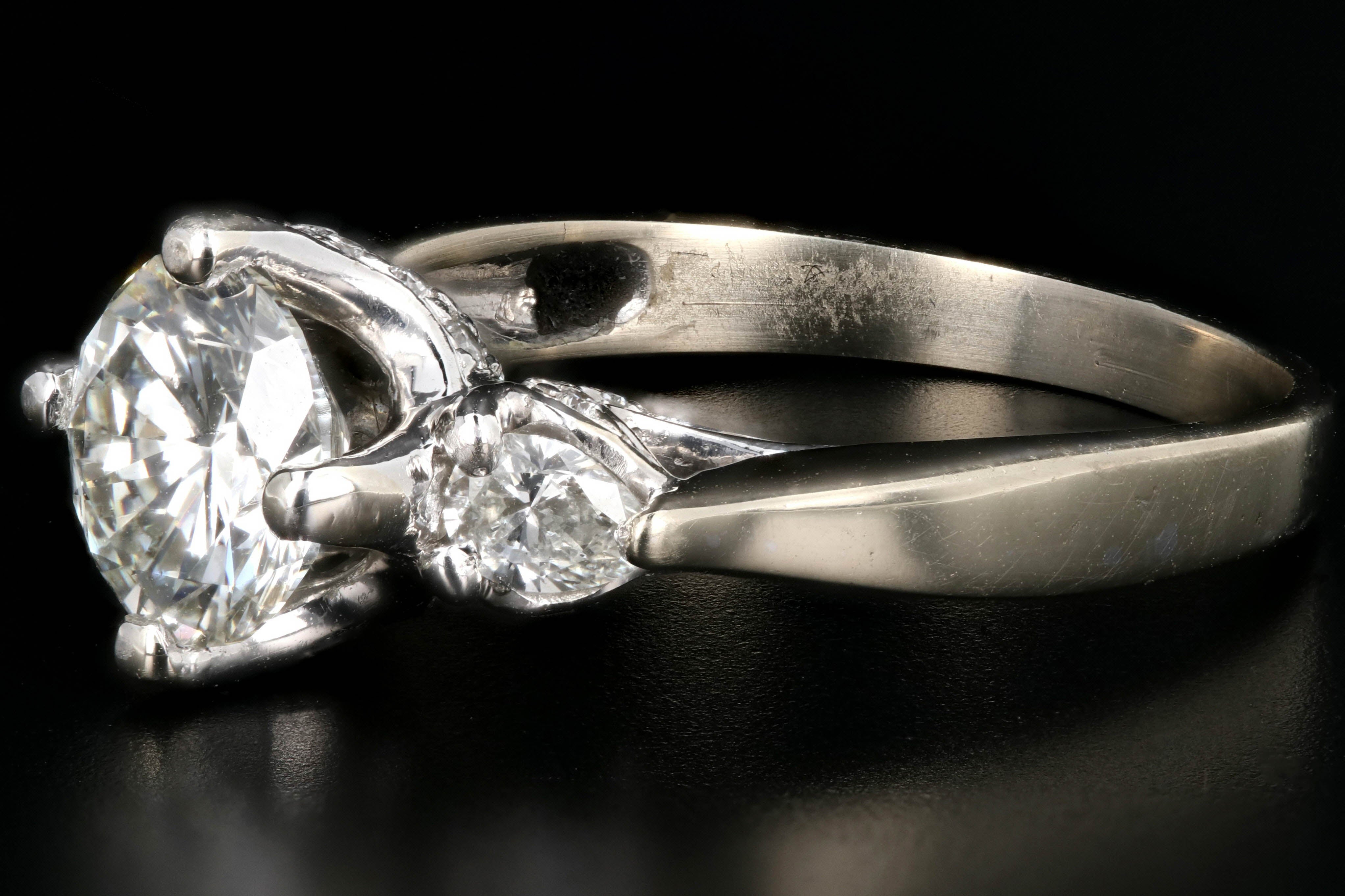 Modern 14K White Gold 1.26CT Round Cut Diamond Engagement Ring GIA Certified - Queen May