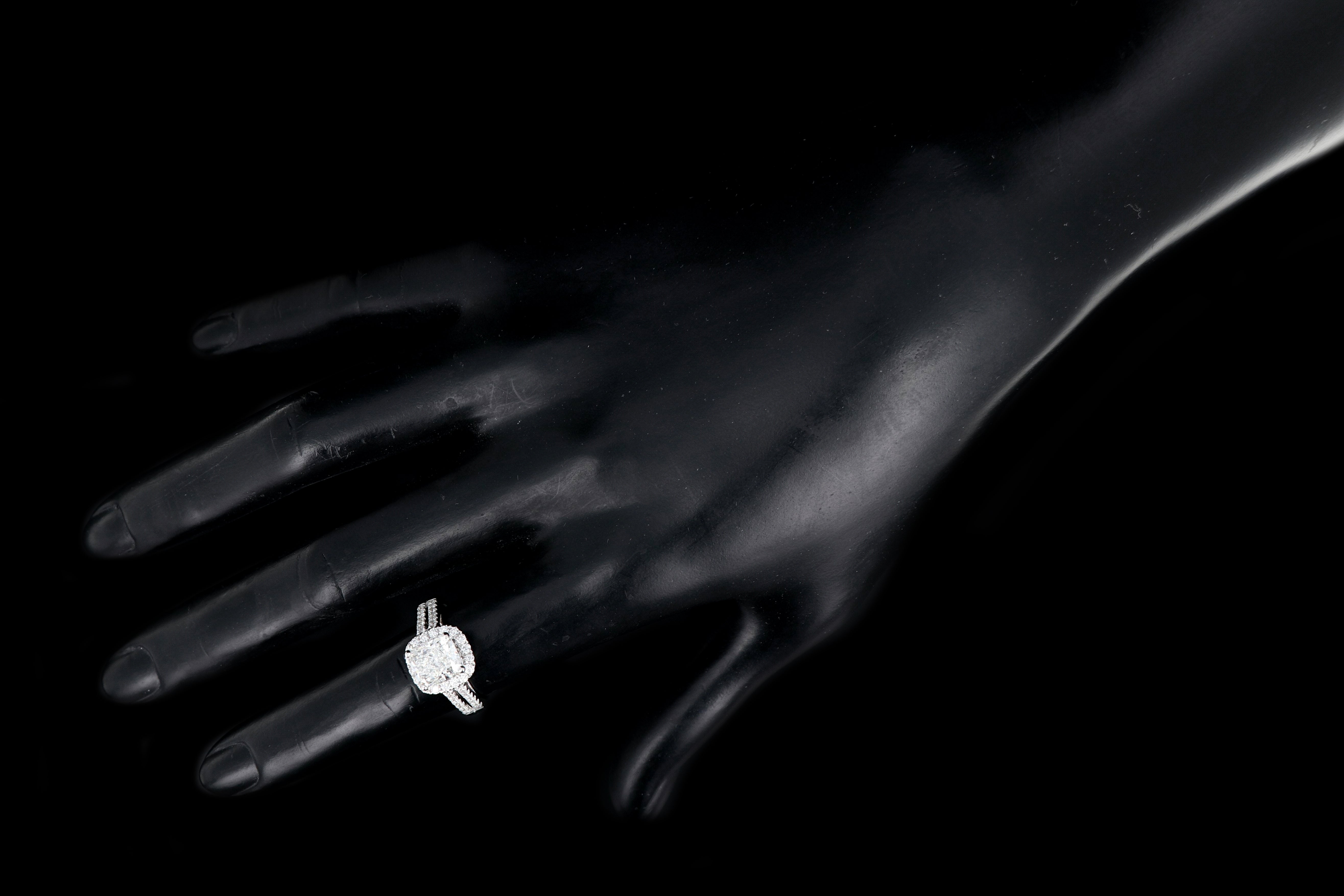 Modern 18K White Gold 2.43CT Radiant Cut Diamond Engagement Ring GIA Certified - Queen May