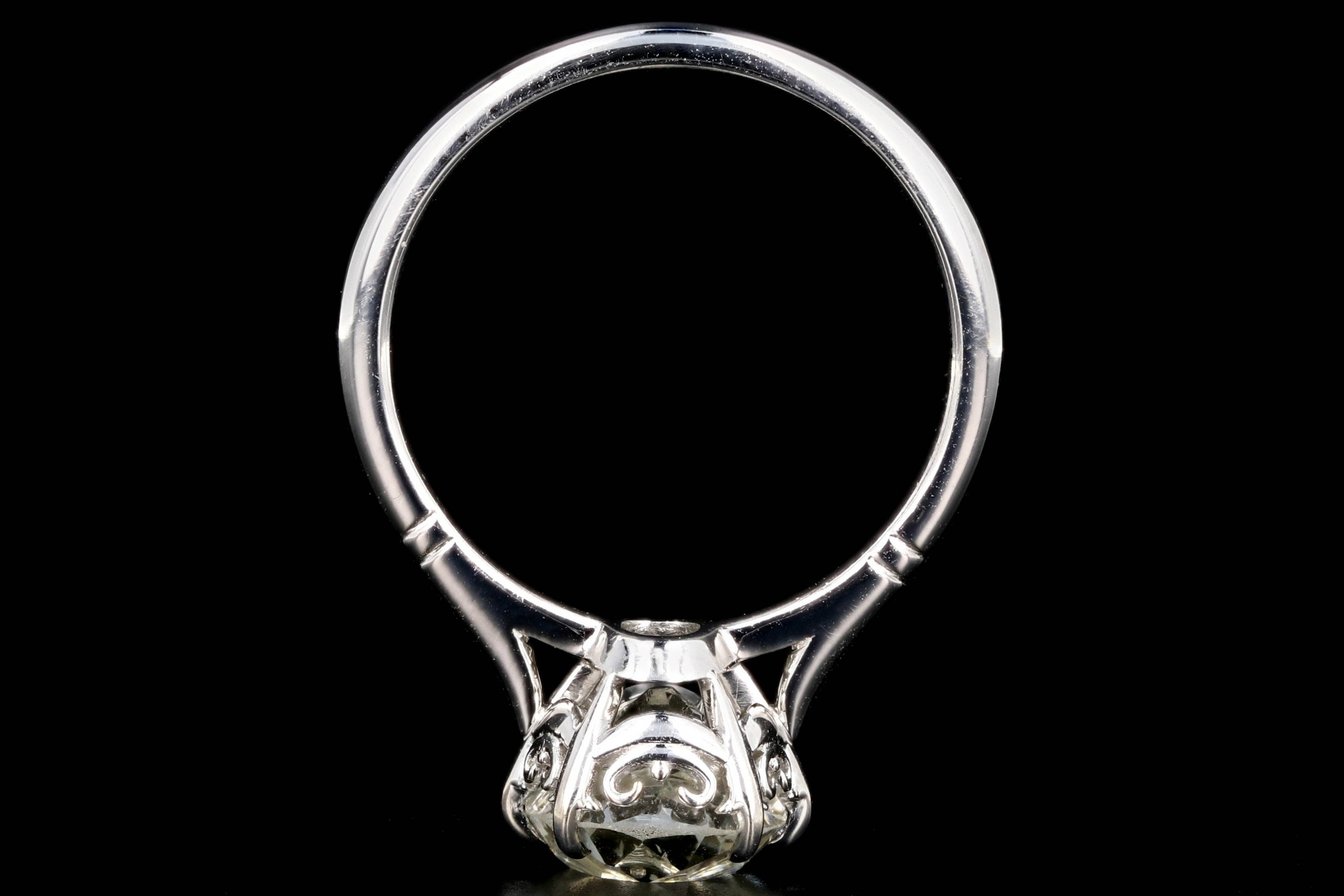 New Platinum 3.14 Carat Old Mine Cut Diamond Engagement Ring - Queen May