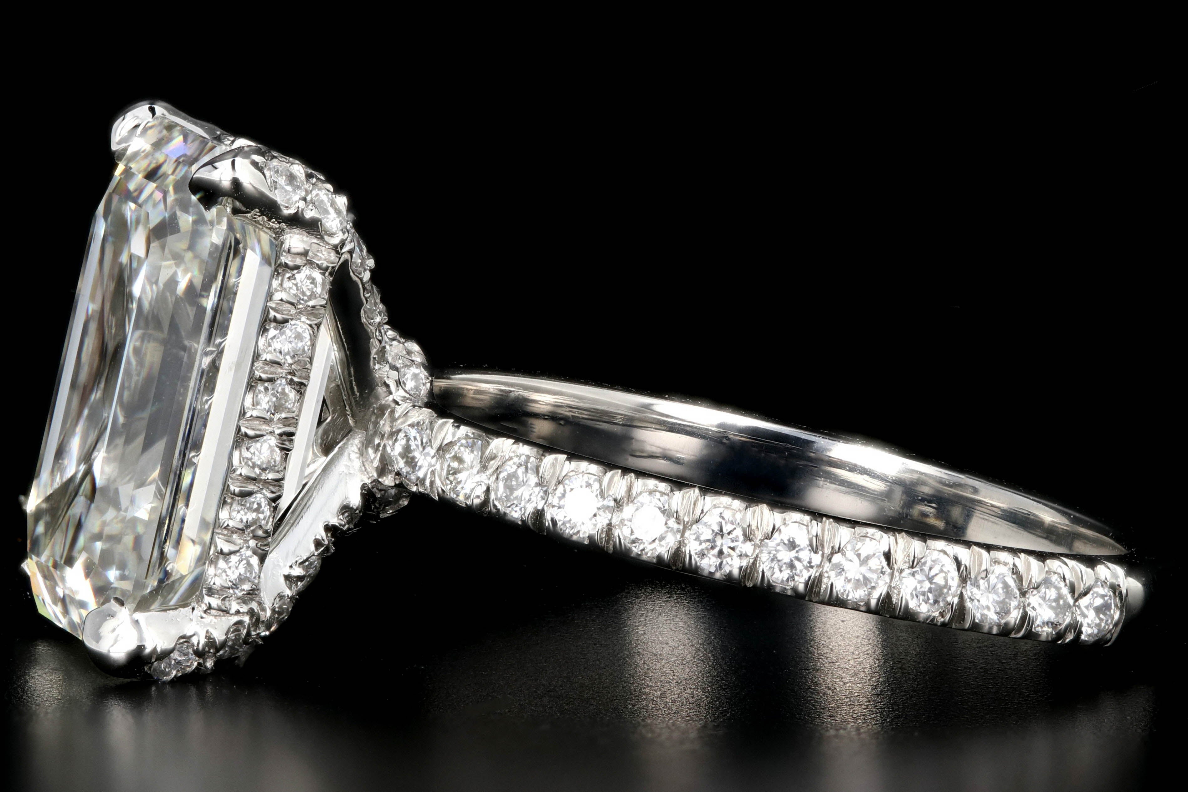 New Platinum 5.02 Carat Emerald Cut Diamond Engagement Ring - Queen May