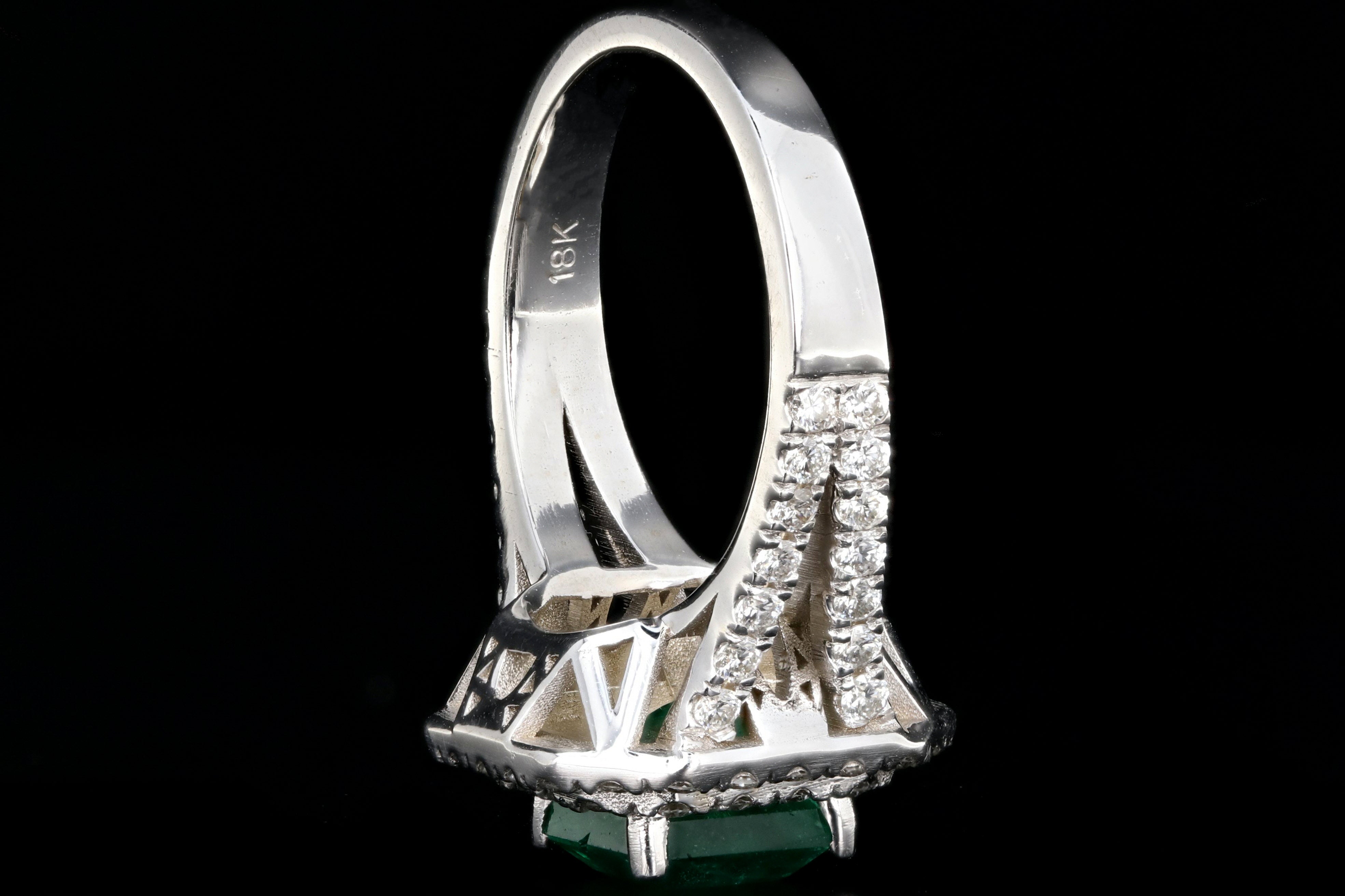 New 18K White Gold 2.15 Carat Zambian Emerald and Diamond Ring - Queen May