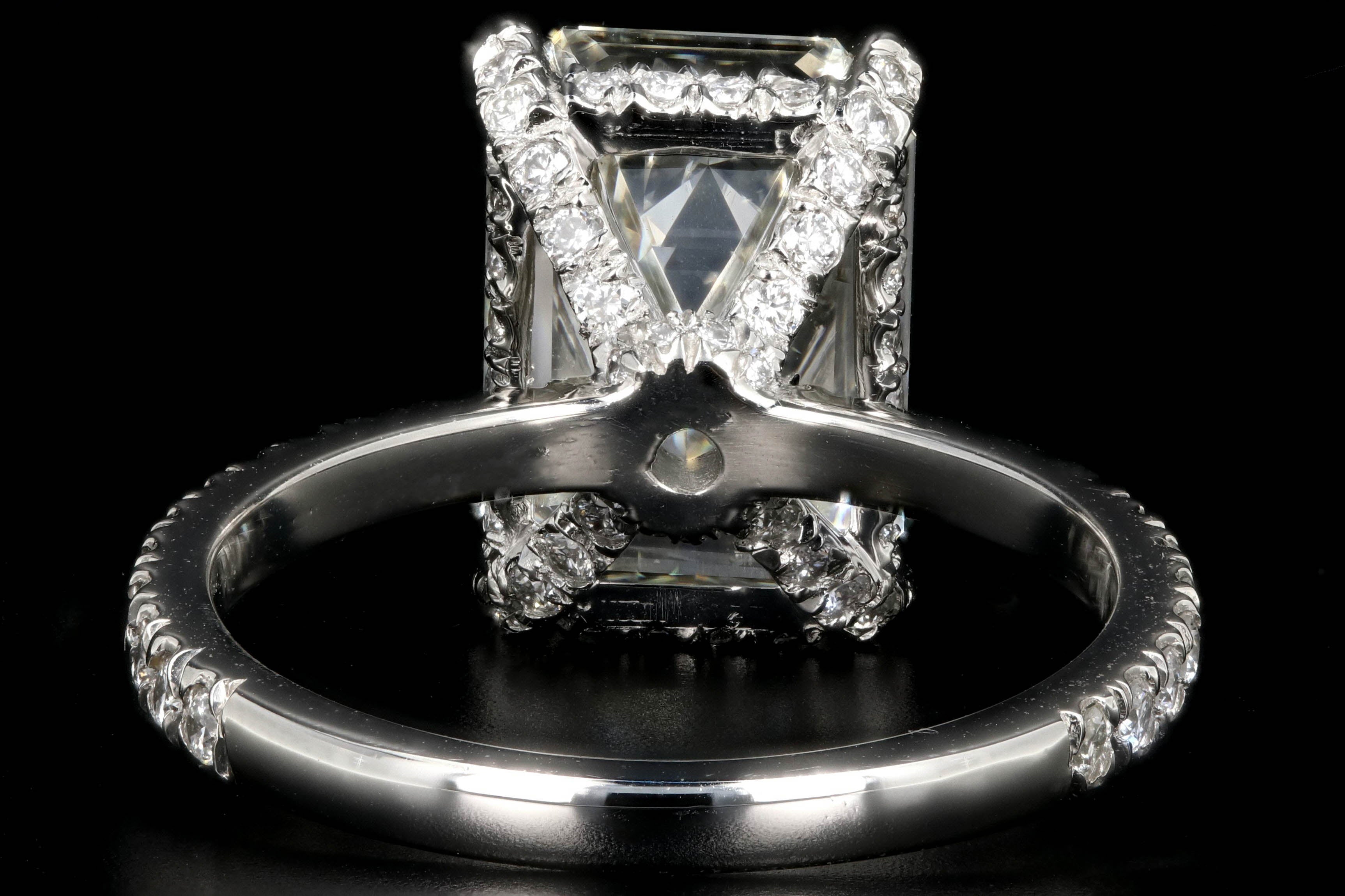 New Platinum 5.02 Carat Emerald Cut Diamond Engagement Ring - Queen May
