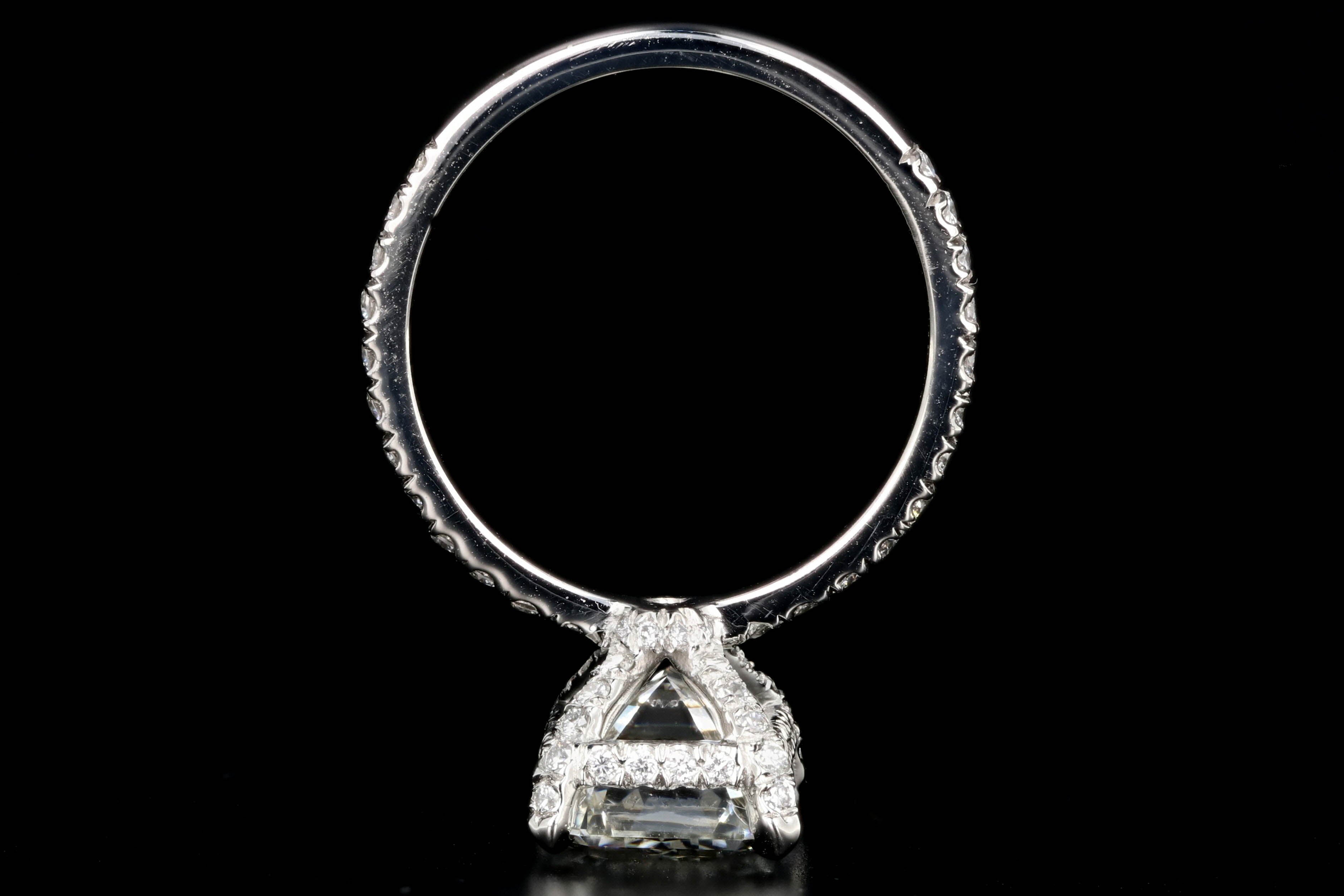 New Platinum 5.02 Carat Emerald Cut Diamond Engagement Ring - Queen May