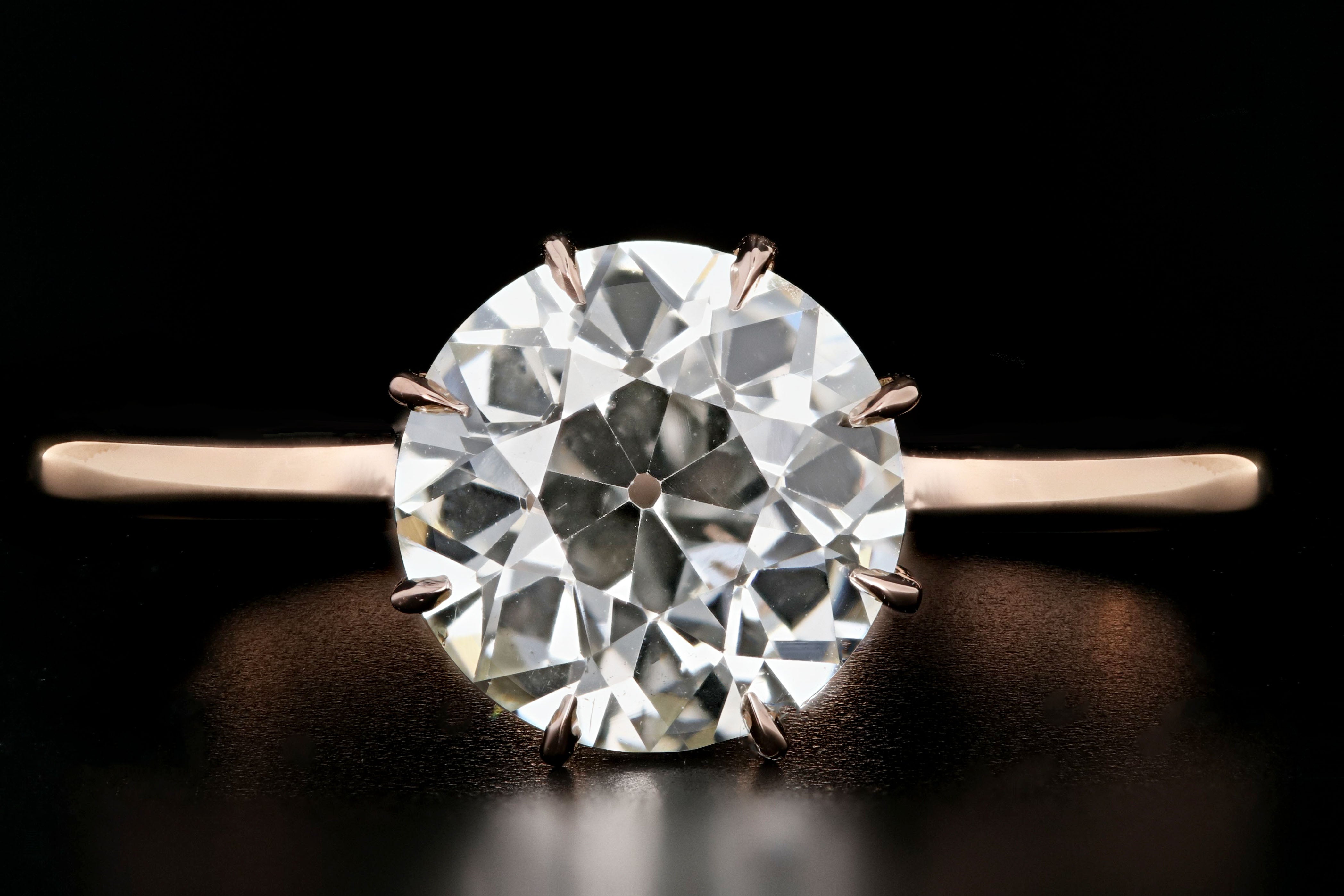 Victorian 14K Rose Gold 1.81 Carat Old European Cut Diamond Ring GIA Certified - Queen May