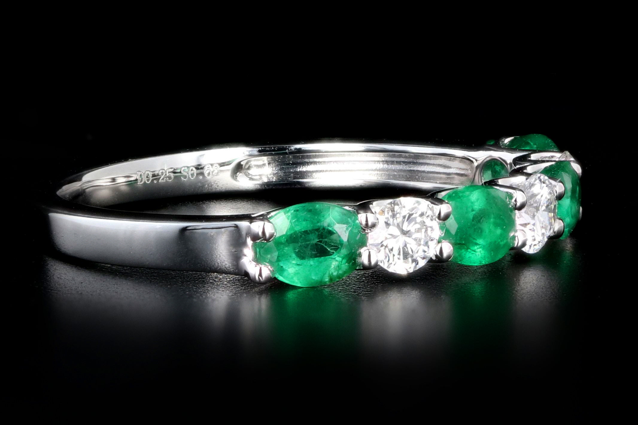 14K White Gold Emerald, Ruby, Or Sapphire & Diamond Band - Queen May