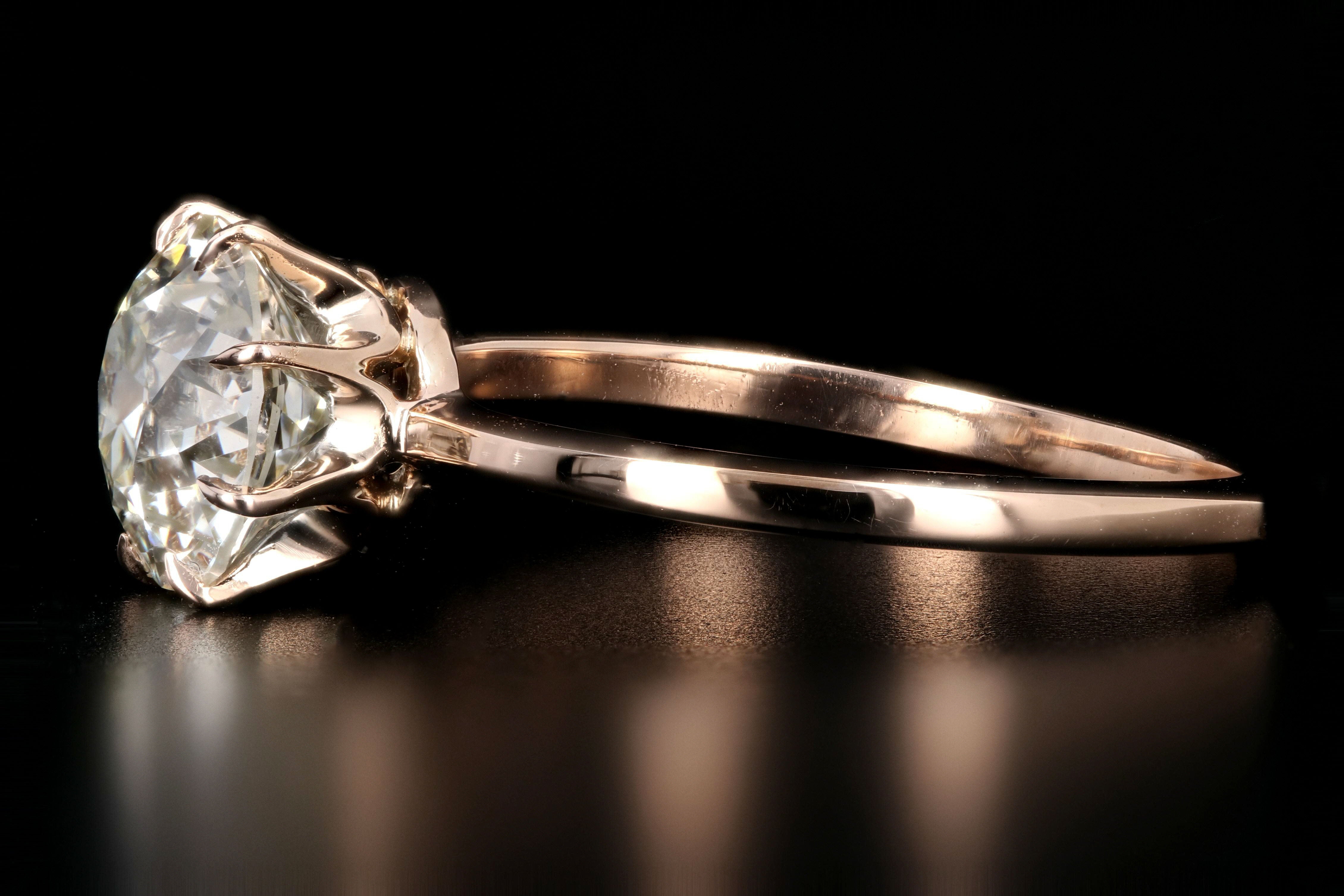 Victorian 14K Rose Gold 1.81 Carat Old European Cut Diamond Ring GIA Certified - Queen May