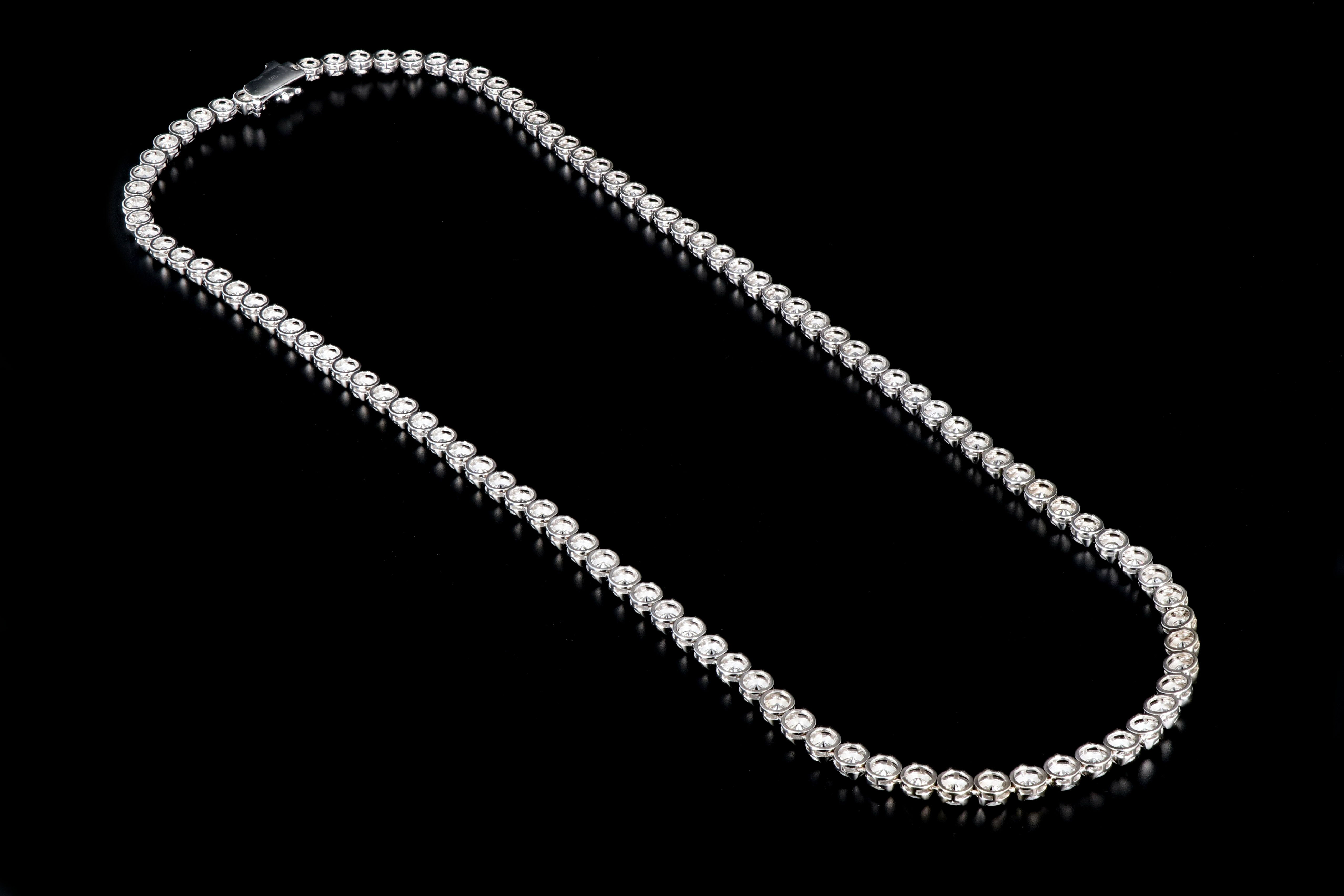 Modern 14K White Gold 20.35 Carat Diamond Tennis Necklace - Queen May