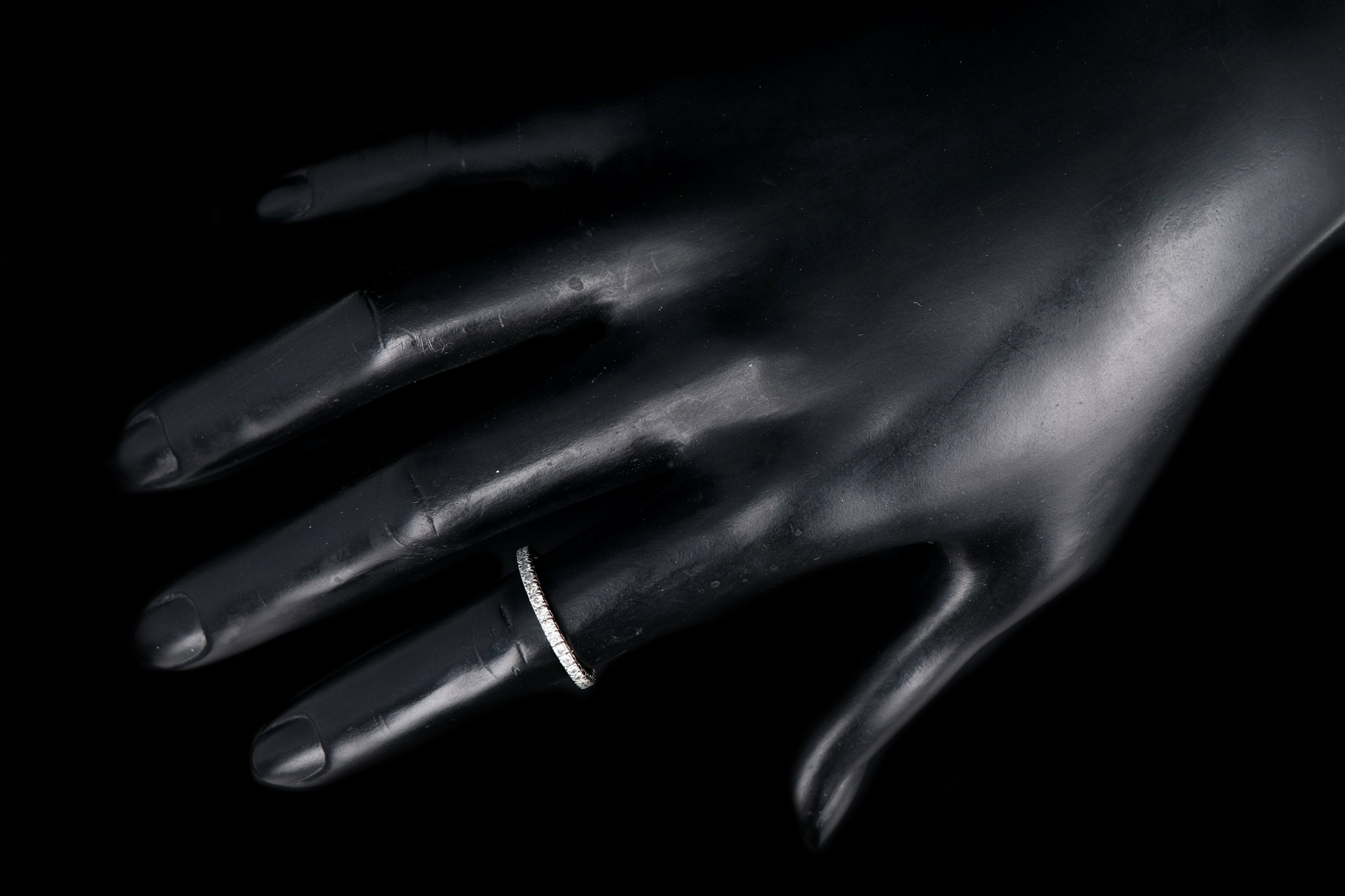 Vintage 14K White Gold .50 Carat Round Brilliant Cut Diamond Eternity Band - Queen May