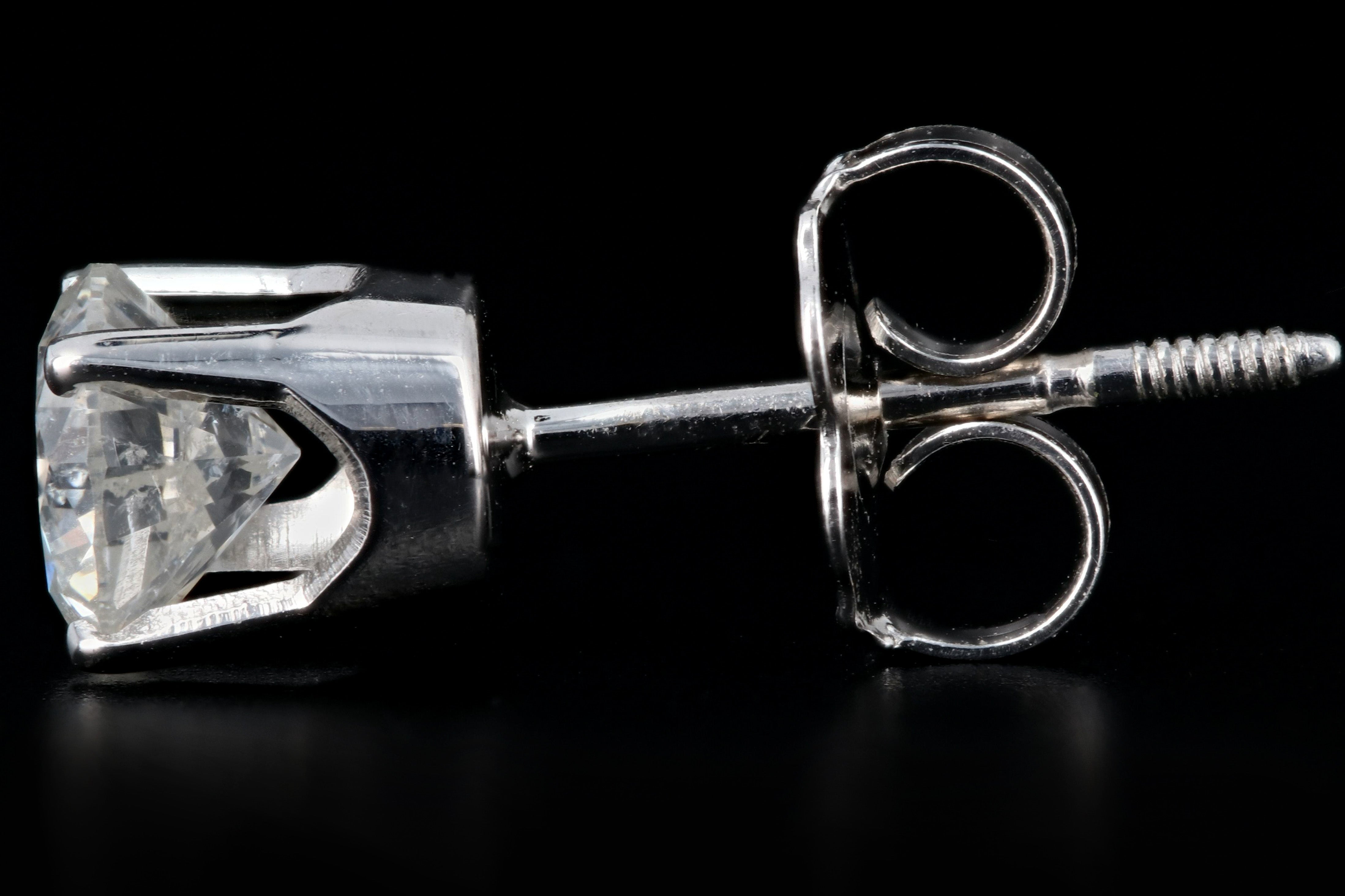 Modern 14K White Gold .85 Carat Diamond Studs - Queen May