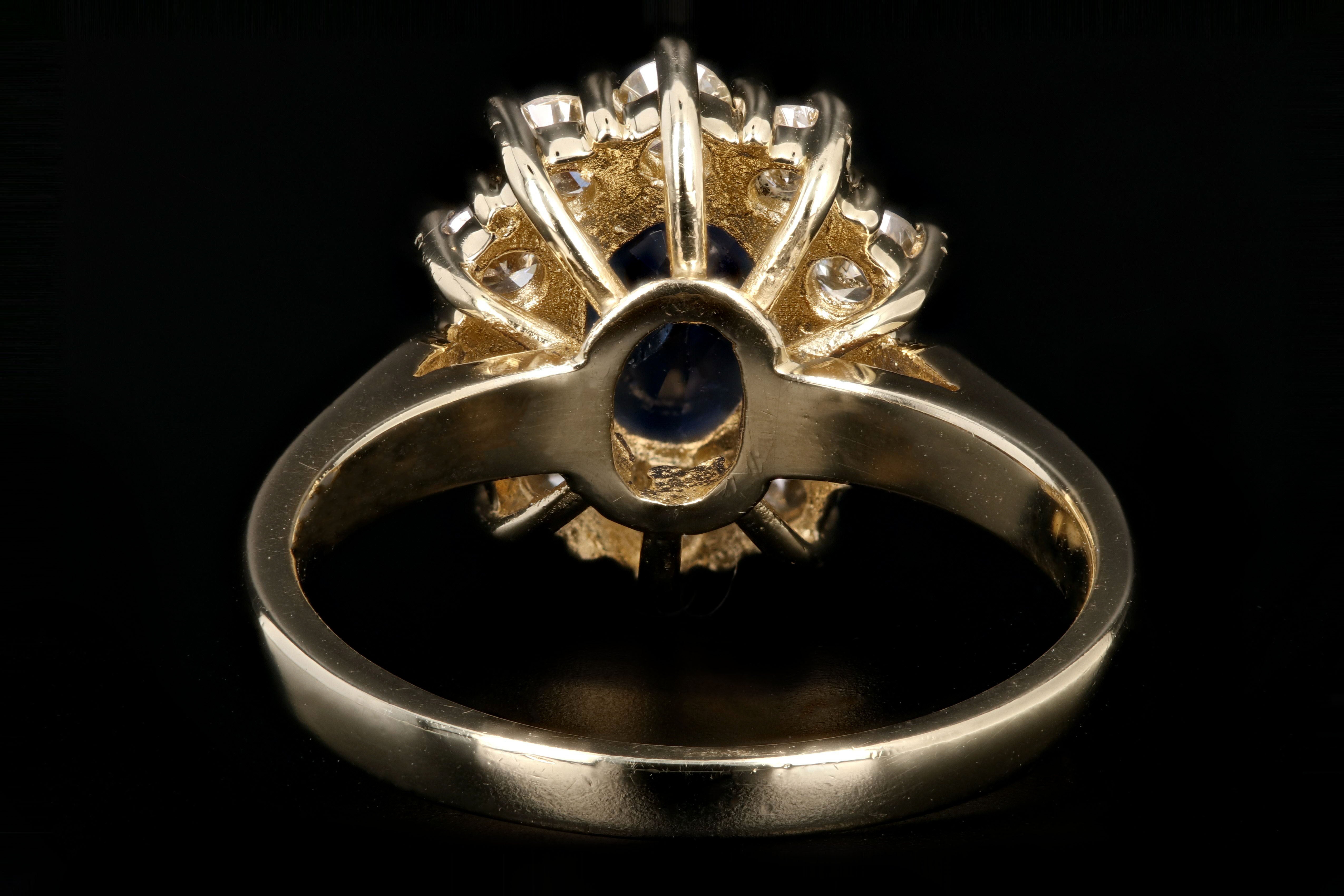 Modern 14K Yellow Gold 2.18 Natural Sapphire and Diamond Halo Ring - Queen May