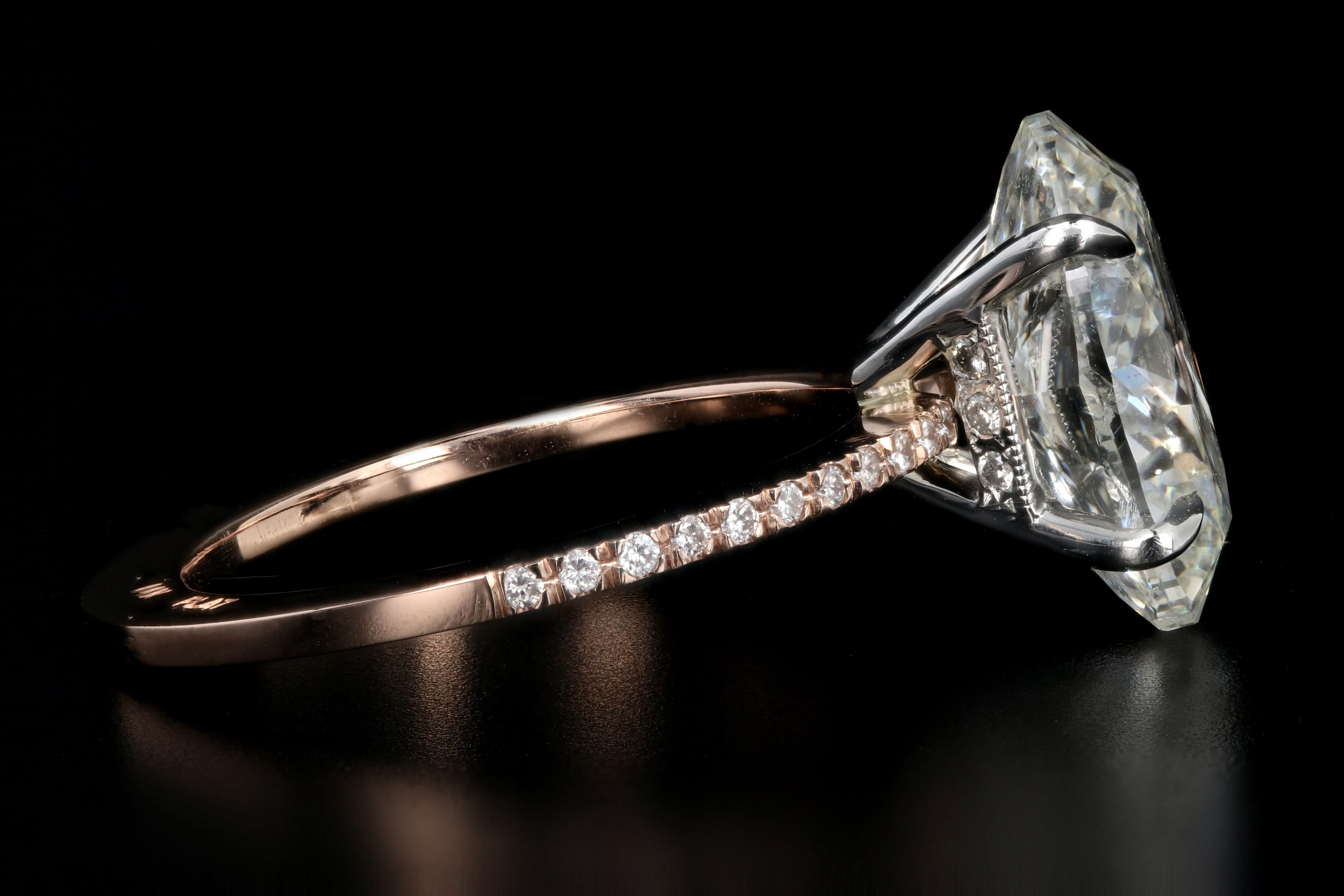 14K Rose Gold and Platinum 5.01 Carat Oval Cut Diamond Engagement Ring GIA Certified - Queen May