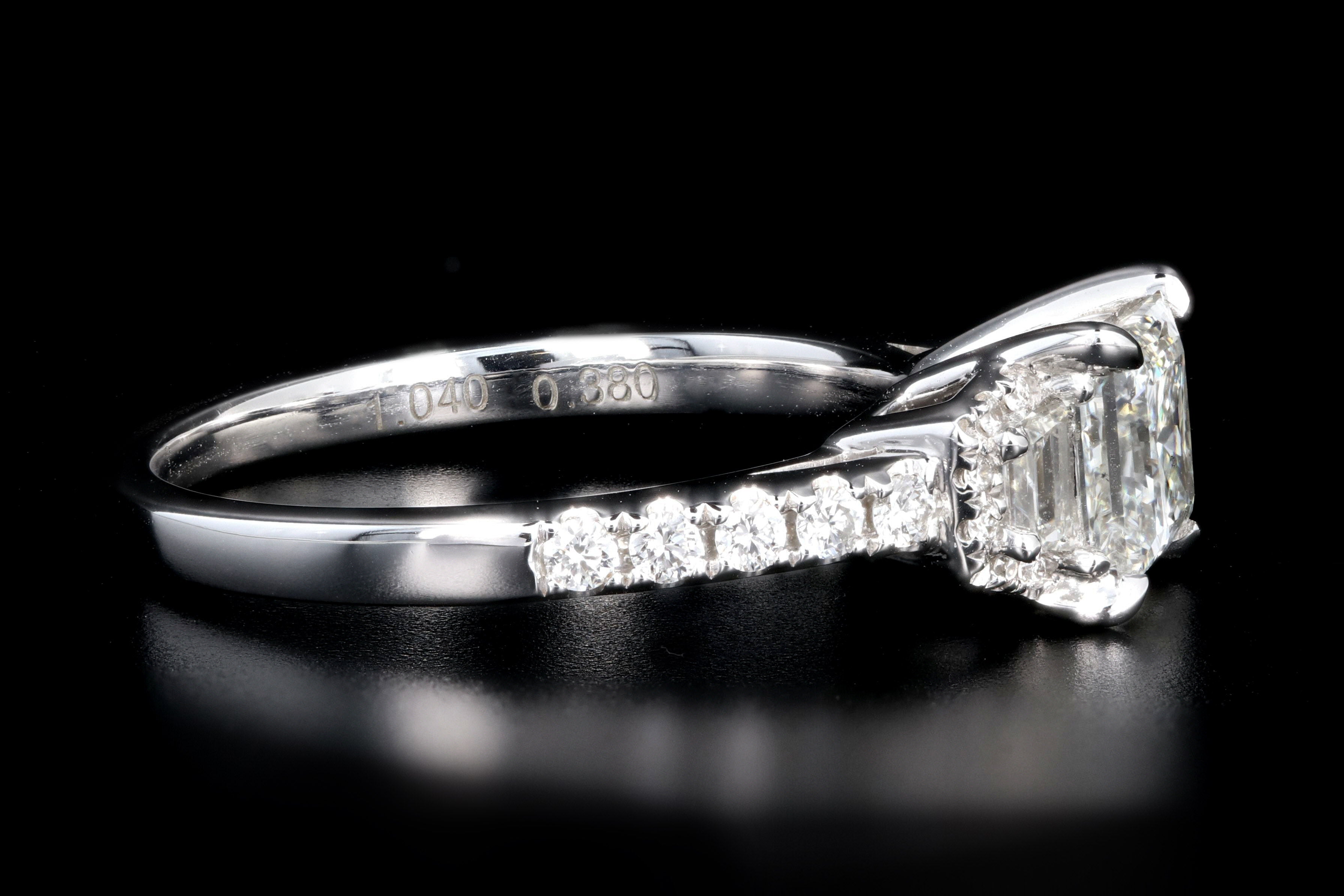 New 14K White Gold 1.04 Carat Princess Cut Diamond Engagement Ring GIA Certified - Queen May