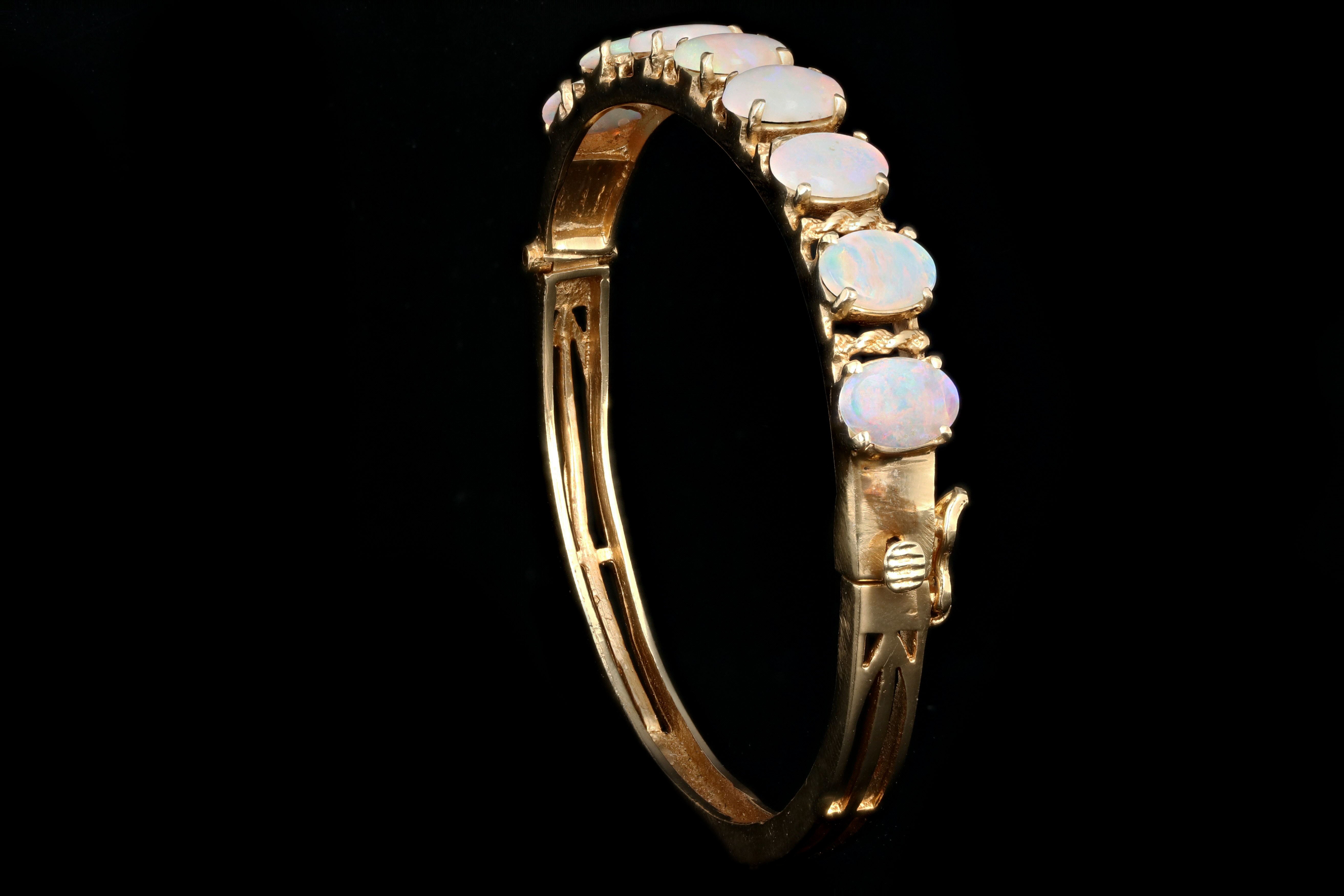 Retro 14K Yellow Gold 4 Carat Opal Bracelet - Queen May