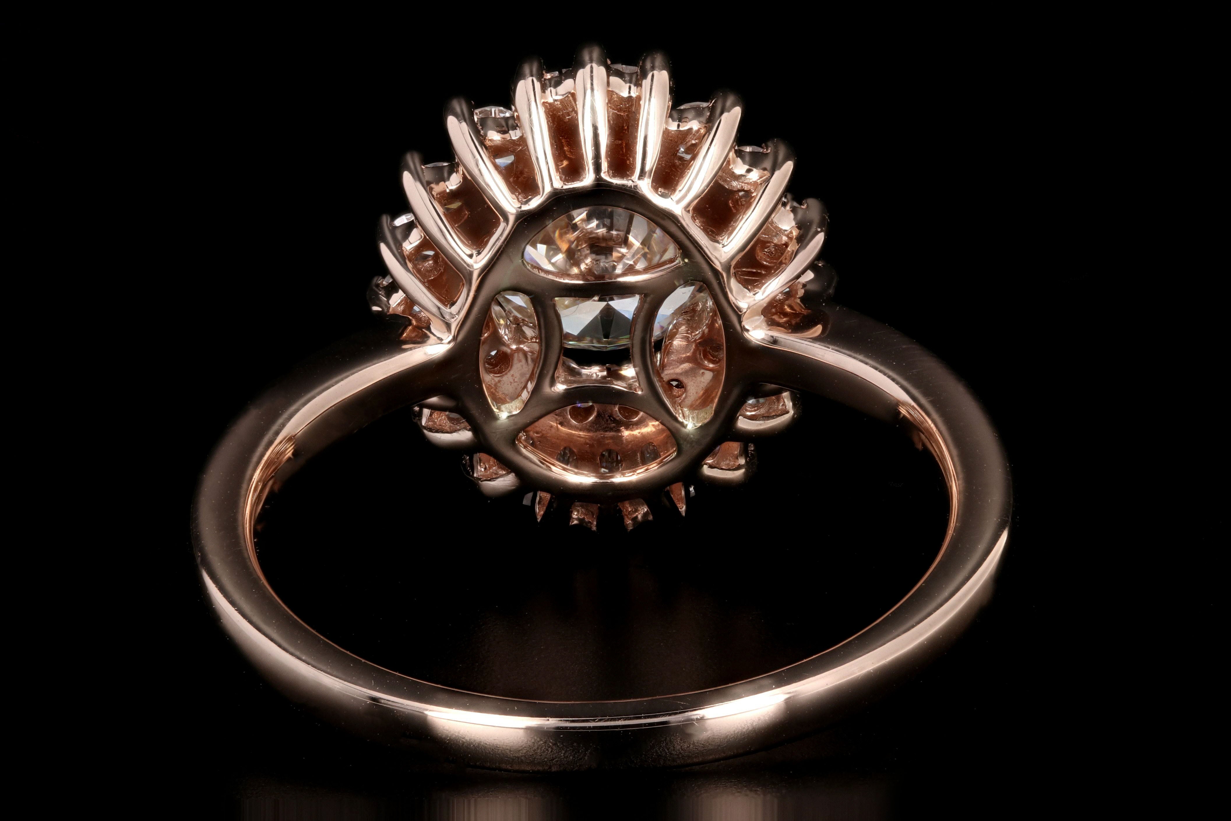New 14K Rose Gold .88CT Round Cut Diamond Engagement Ring GIA Certified - Queen May