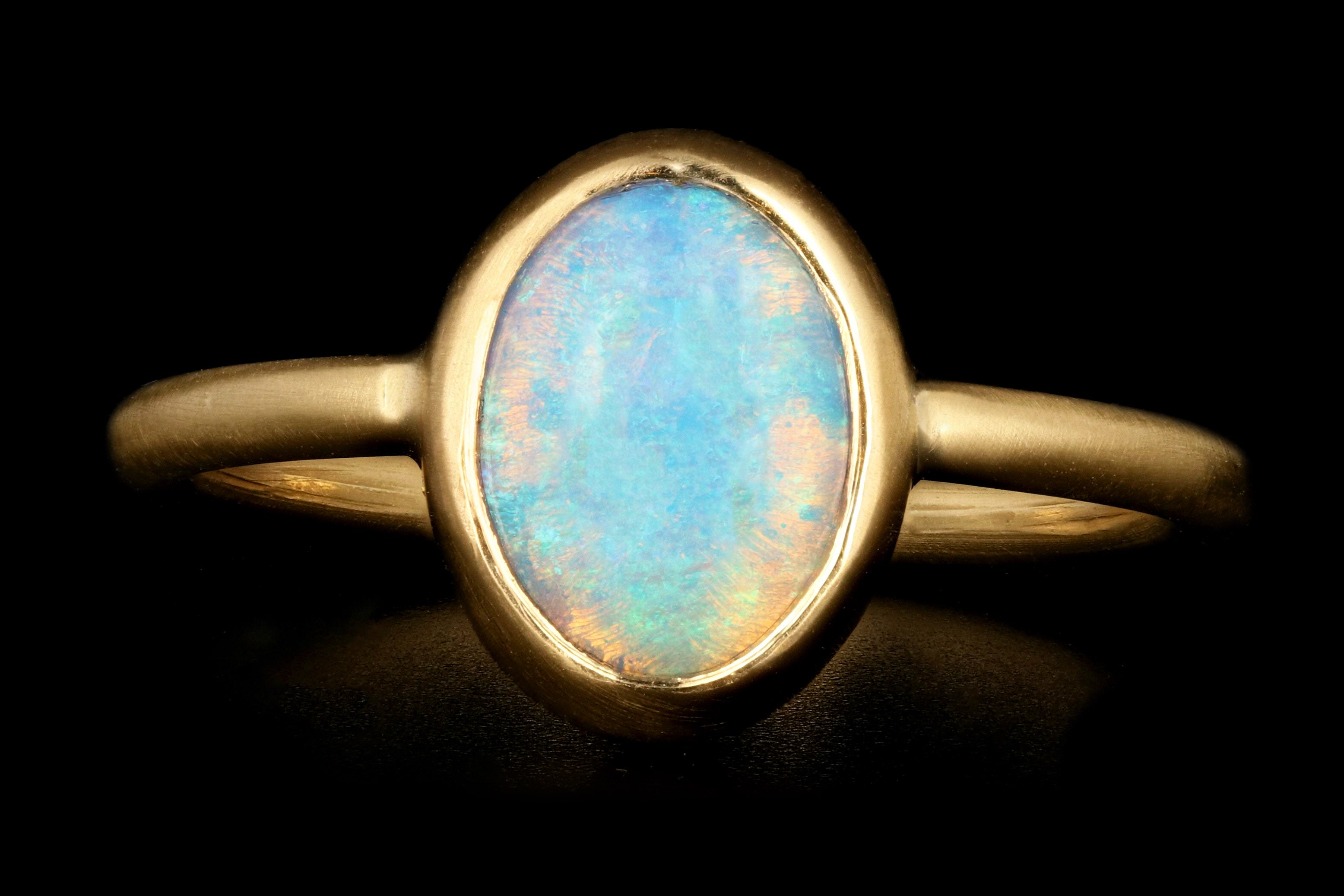 New Handmade 18K Yellow Gold 1.07 Carat Opal Ring - Queen May