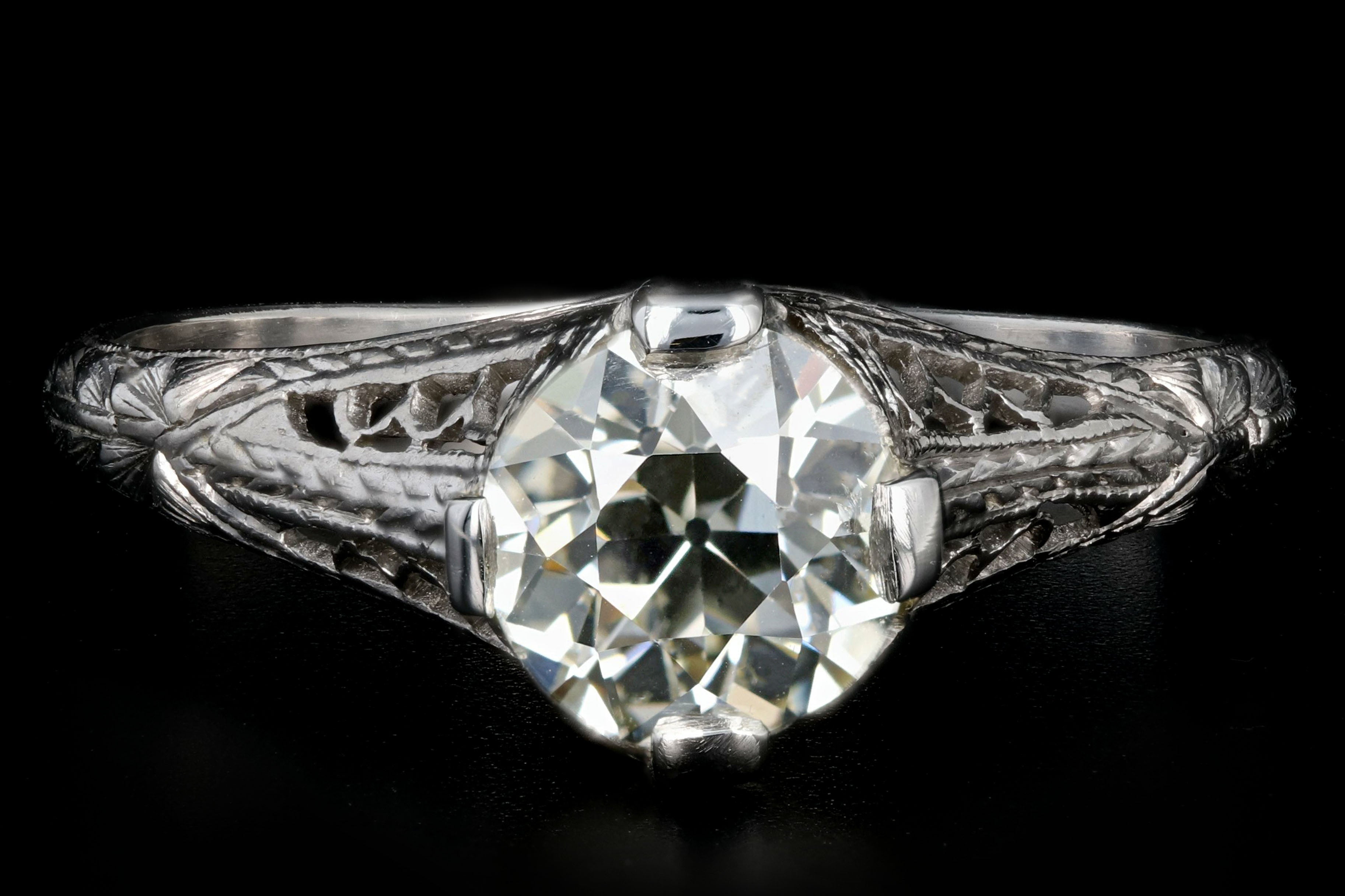 Art Deco Platinum 1.18 Carat Old European Cut Diamond Ring - Queen May
