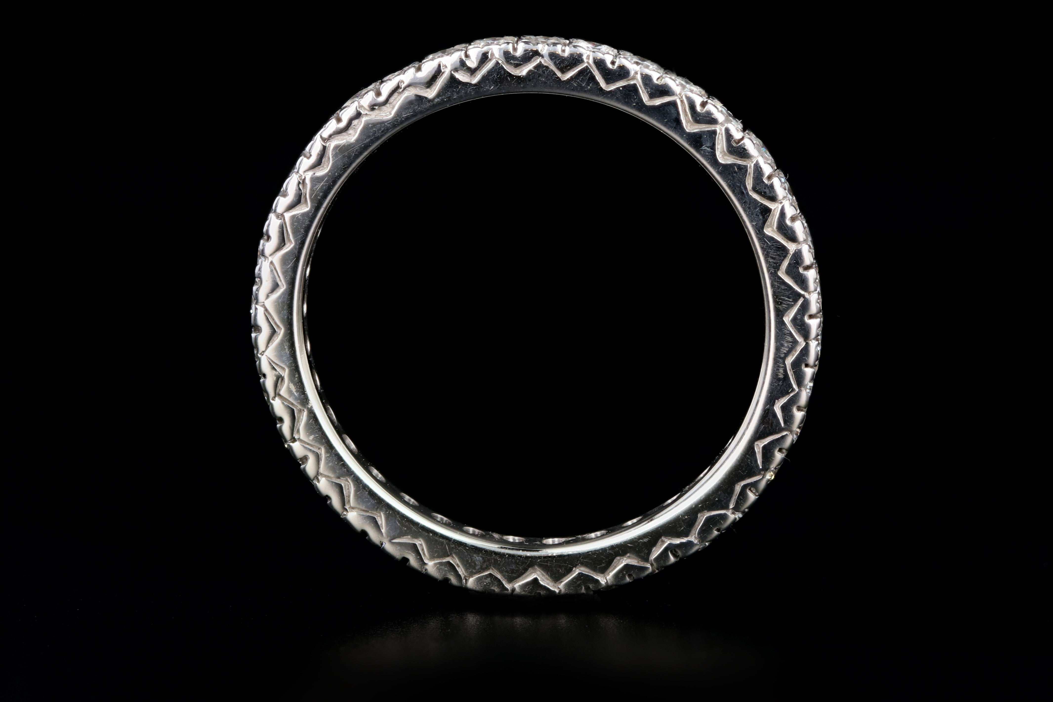 Vintage 14K White Gold .50 Carat Round Brilliant Cut Diamond Eternity Band - Queen May