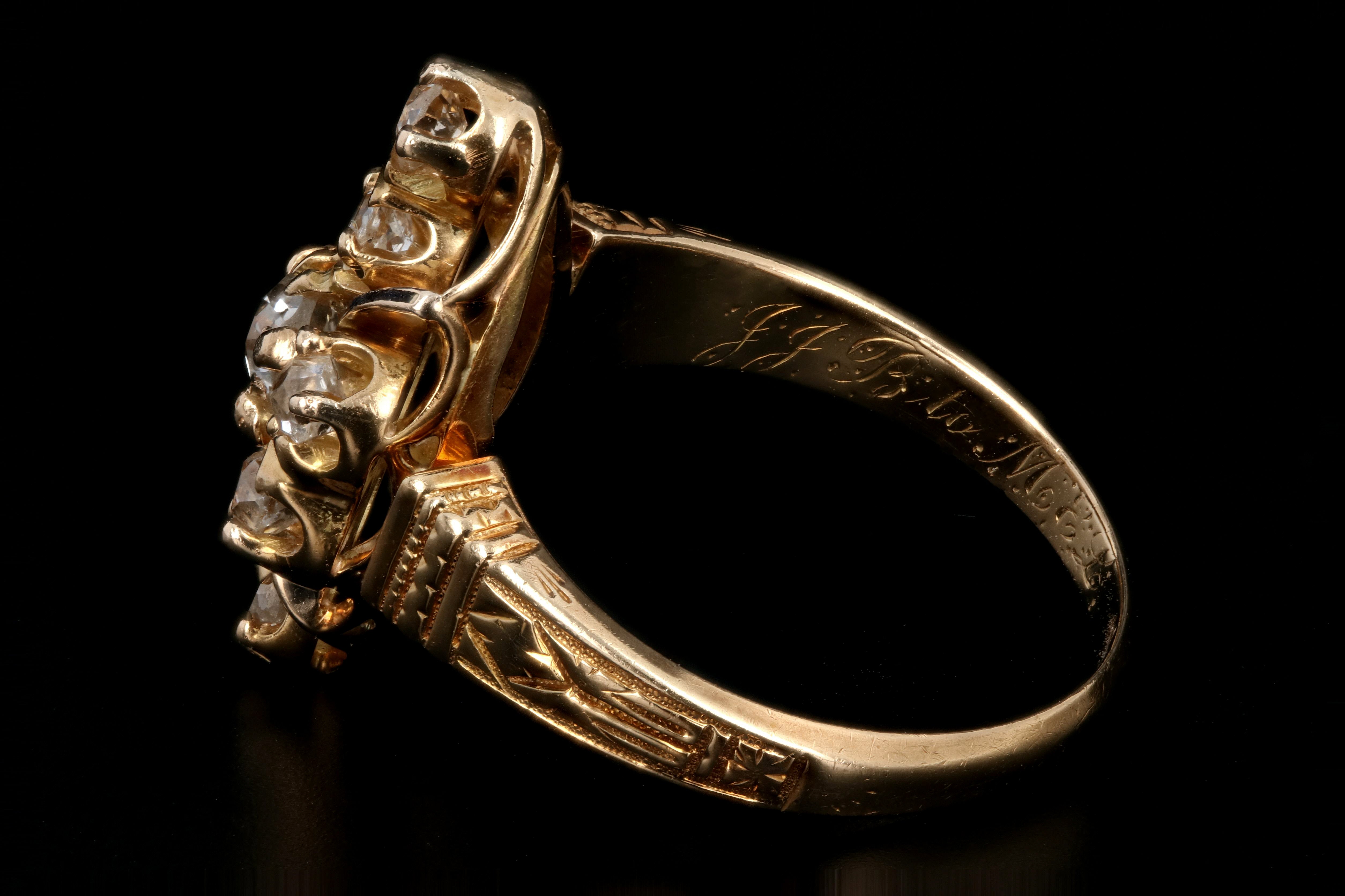 Victorian 18K Yellow Gold 1 Carat Old Mine Cut Diamond Ring - Queen May