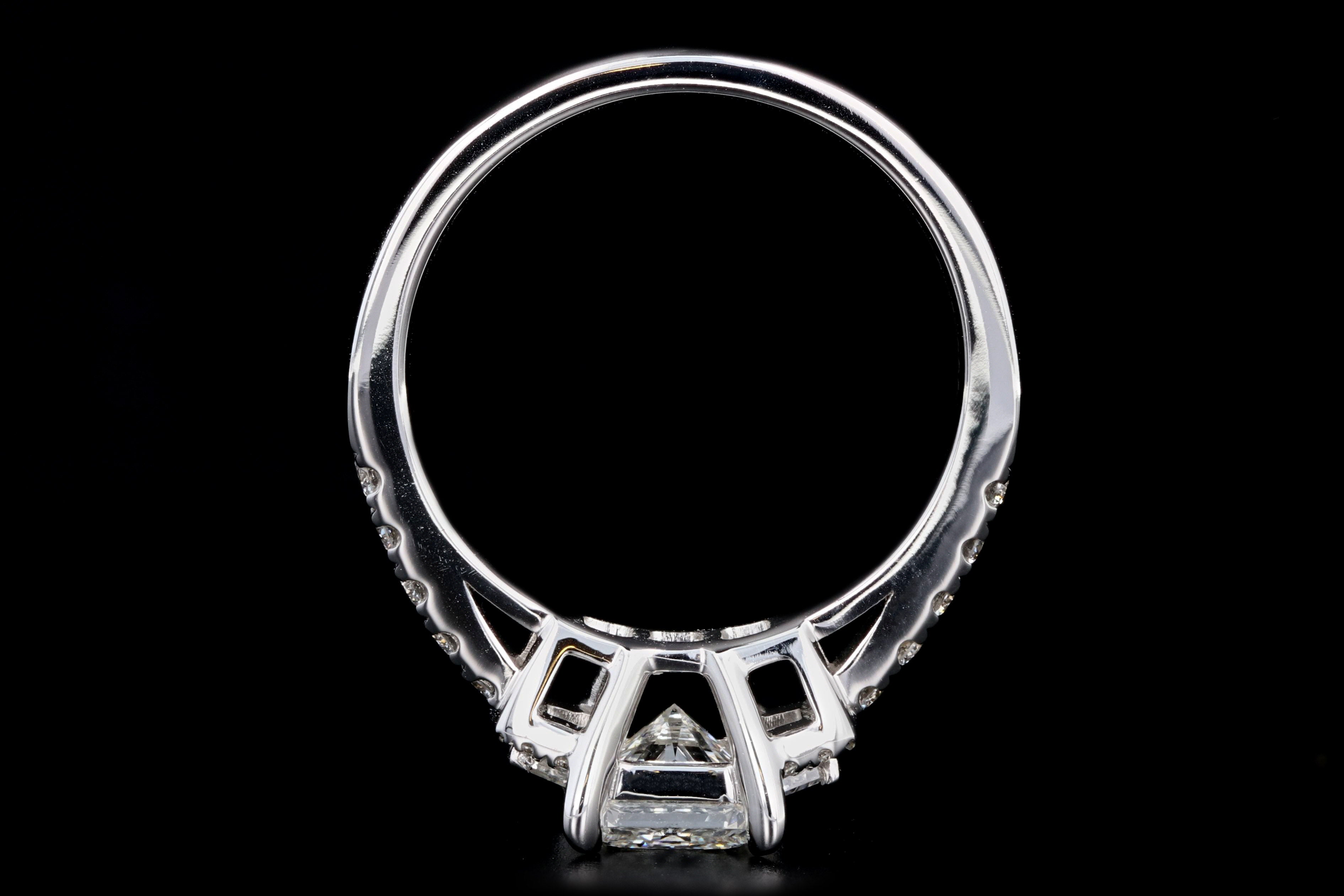 New 14K White Gold 1.04 Carat Princess Cut Diamond Engagement Ring GIA Certified - Queen May