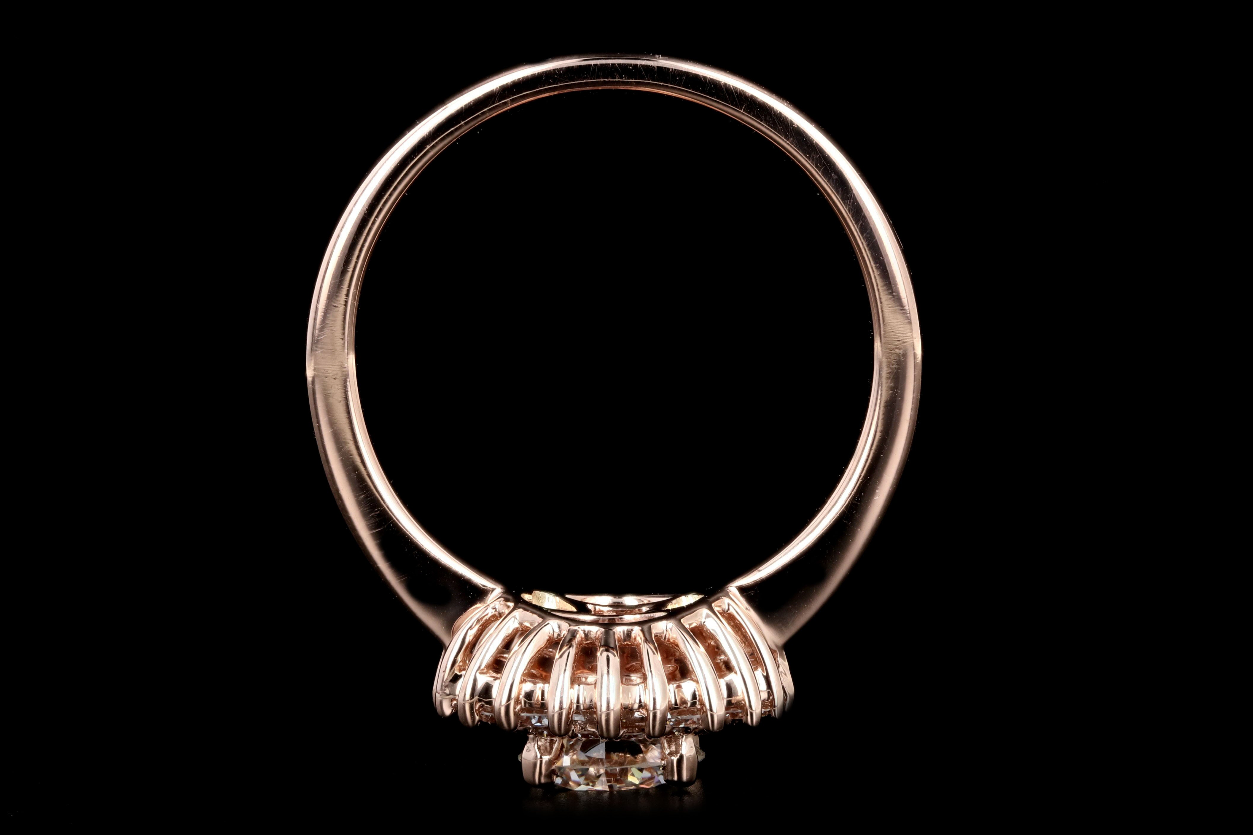 New 14K Rose Gold .88CT Round Cut Diamond Engagement Ring GIA Certified - Queen May