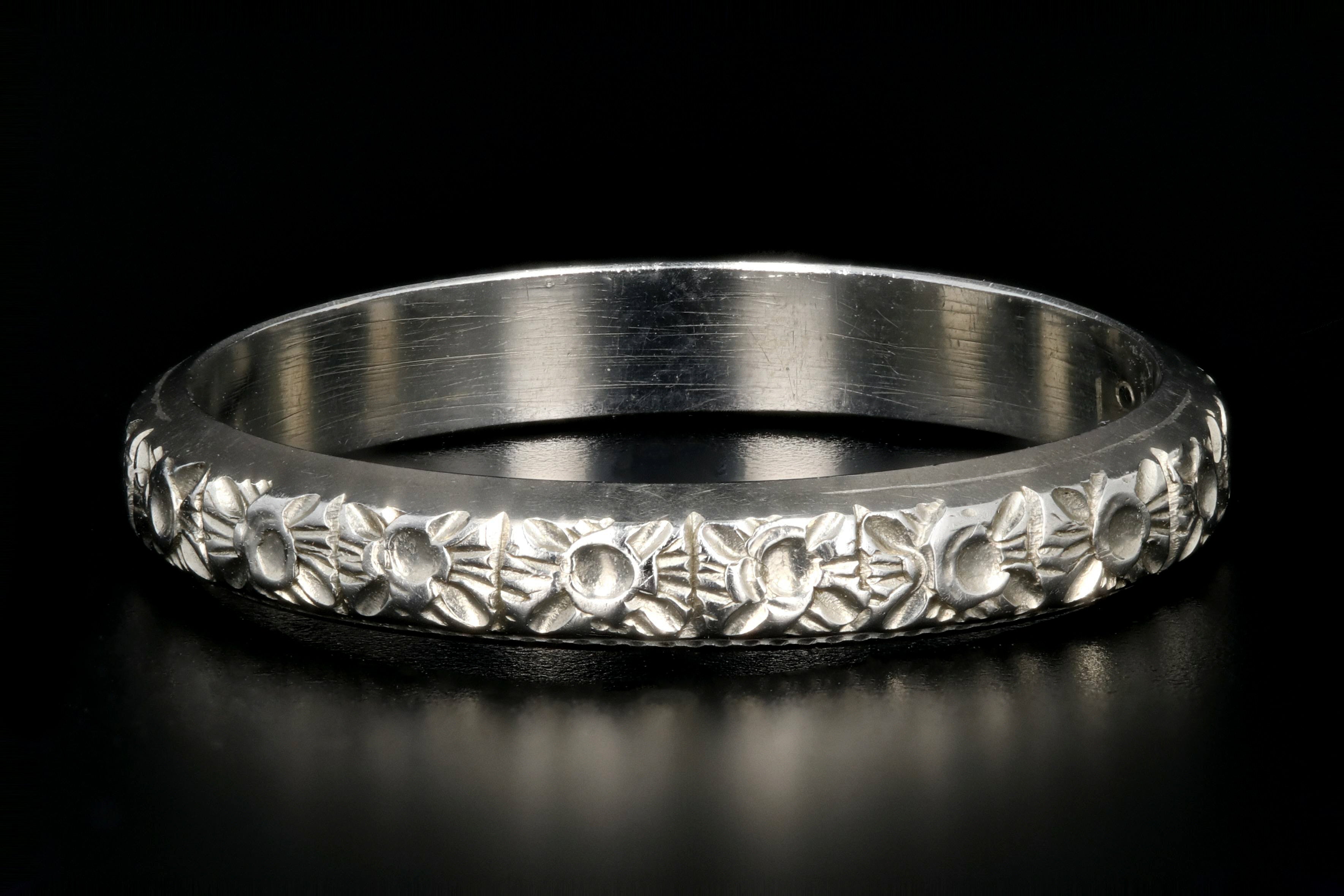 Art Deco 18K White Gold Wedding Band - Queen May