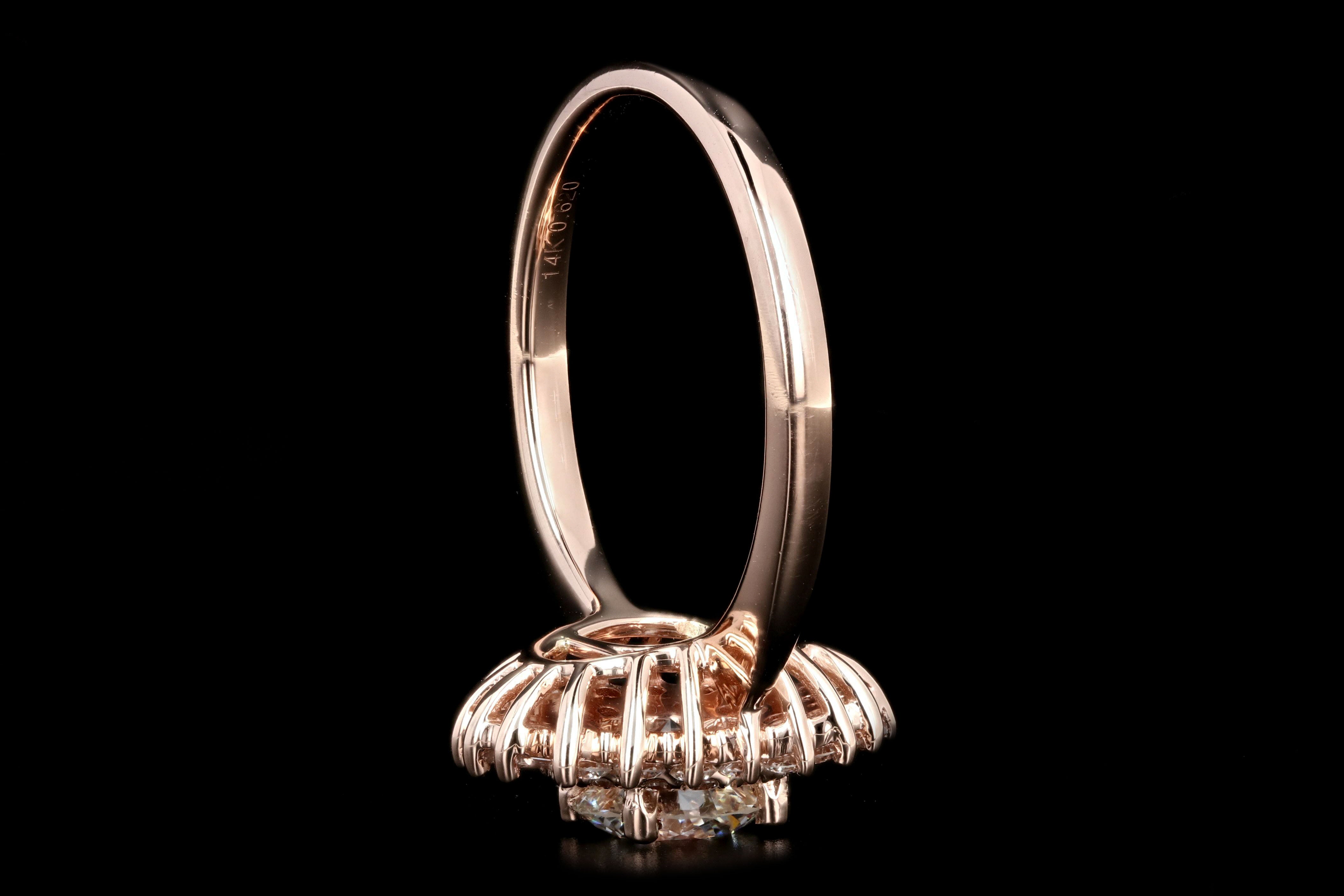 New 14K Rose Gold .88CT Round Cut Diamond Engagement Ring GIA Certified - Queen May
