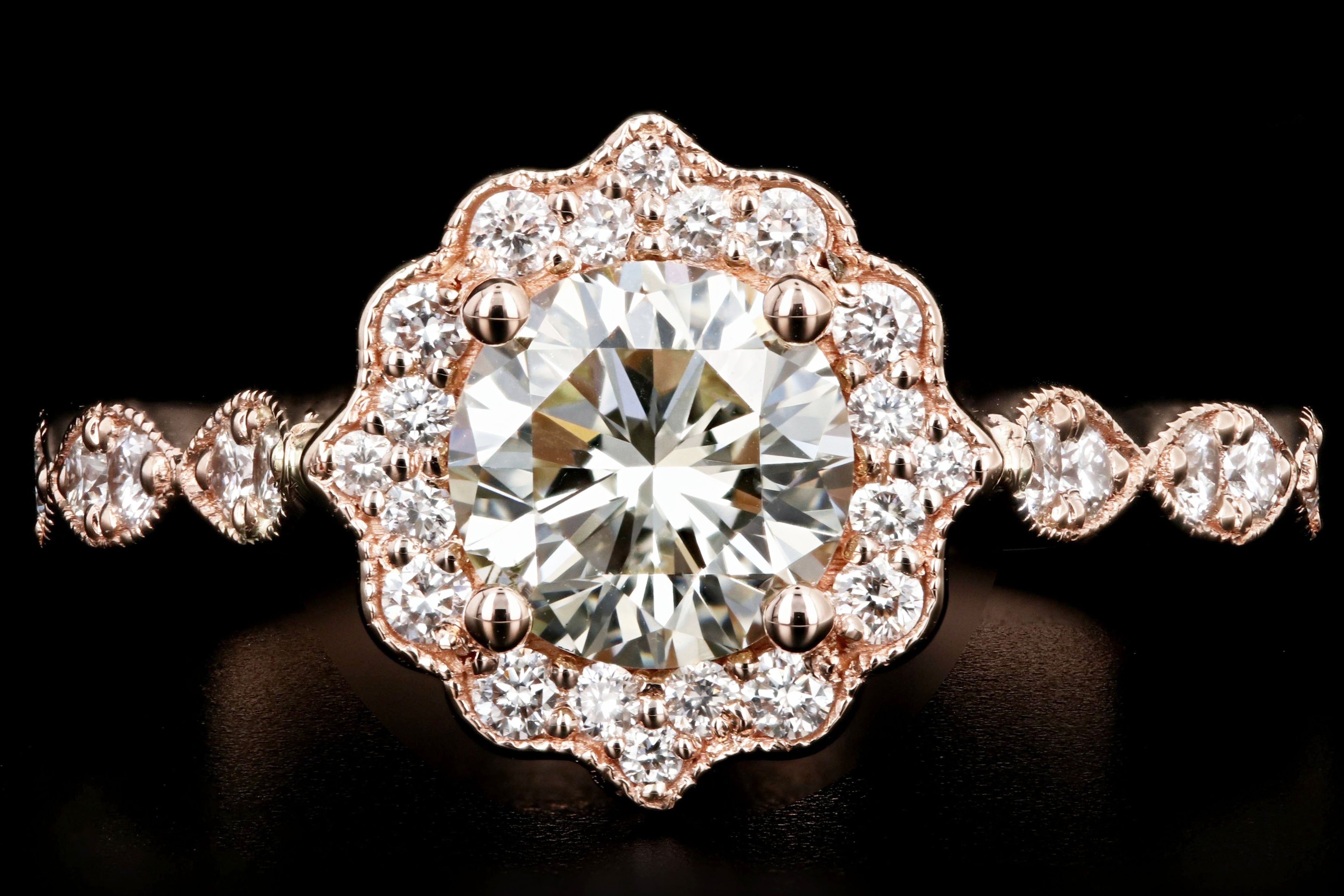 New 14K Rose Gold 1.02 Carat Round Brilliant Cut Diamond Engagement Ring GIA Certified - Queen May