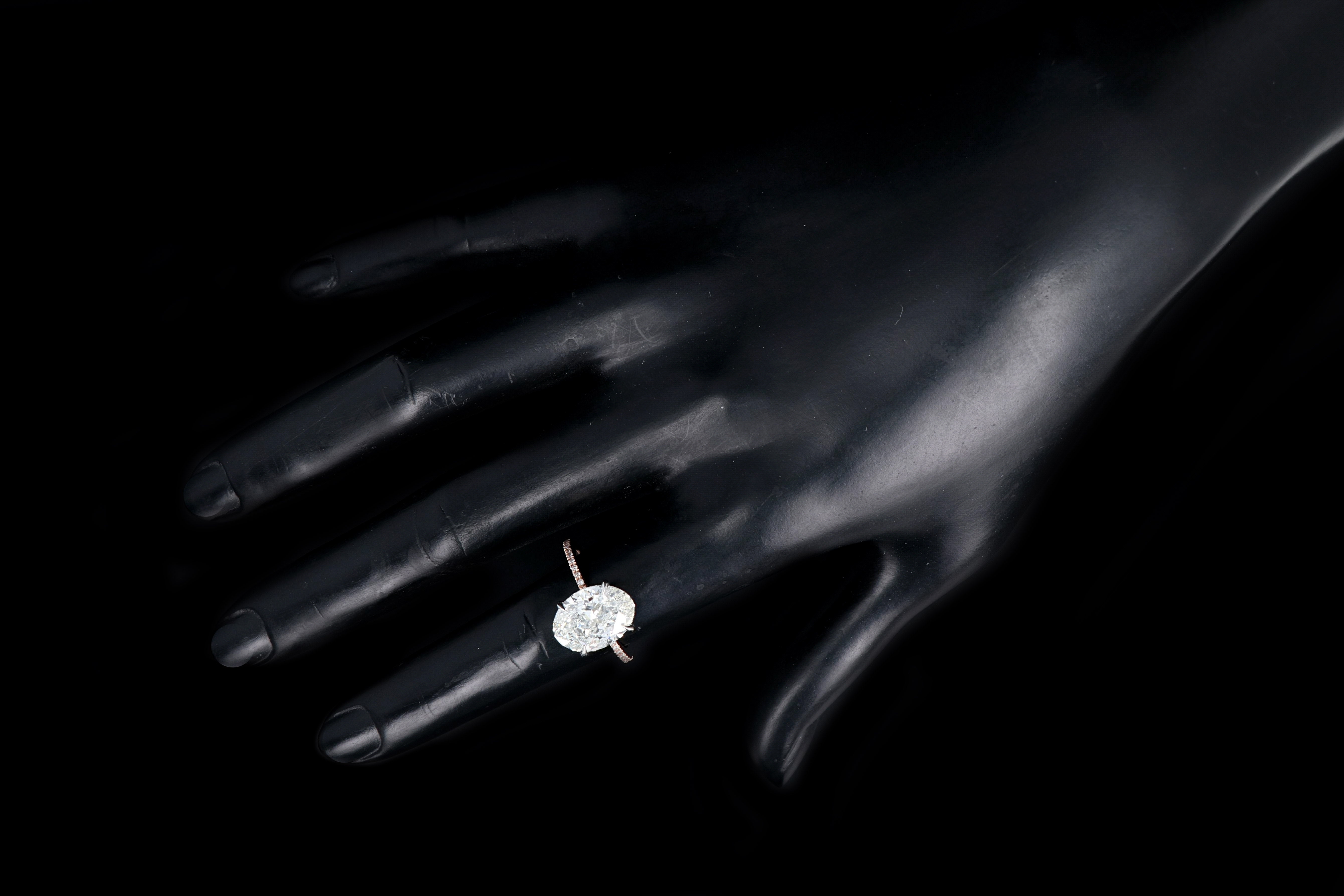 14K Rose Gold and Platinum 5.01 Carat Oval Cut Diamond Engagement Ring GIA Certified - Queen May