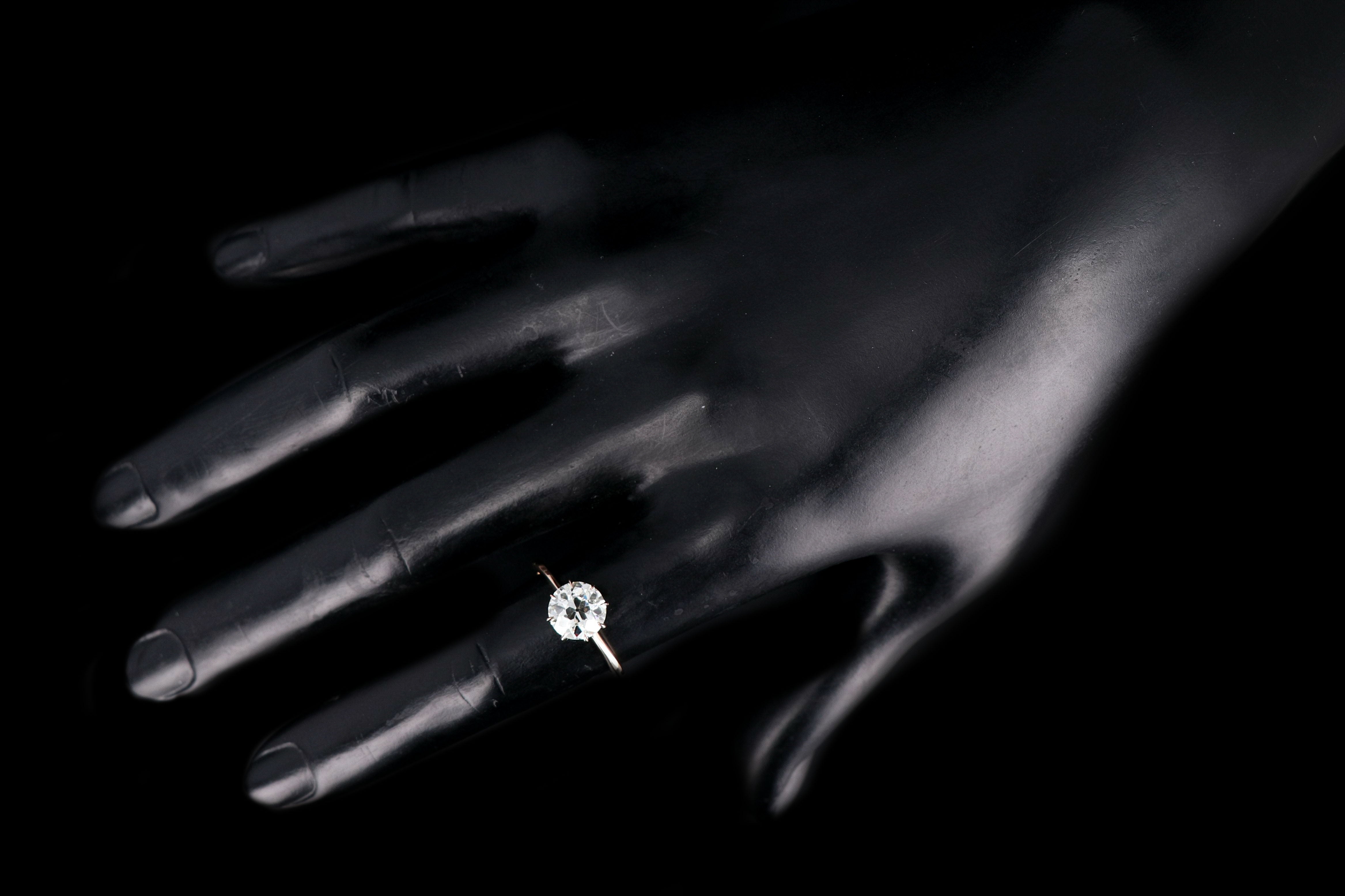 Victorian 14K Rose Gold 1.81 Carat Old European Cut Diamond Ring GIA Certified - Queen May