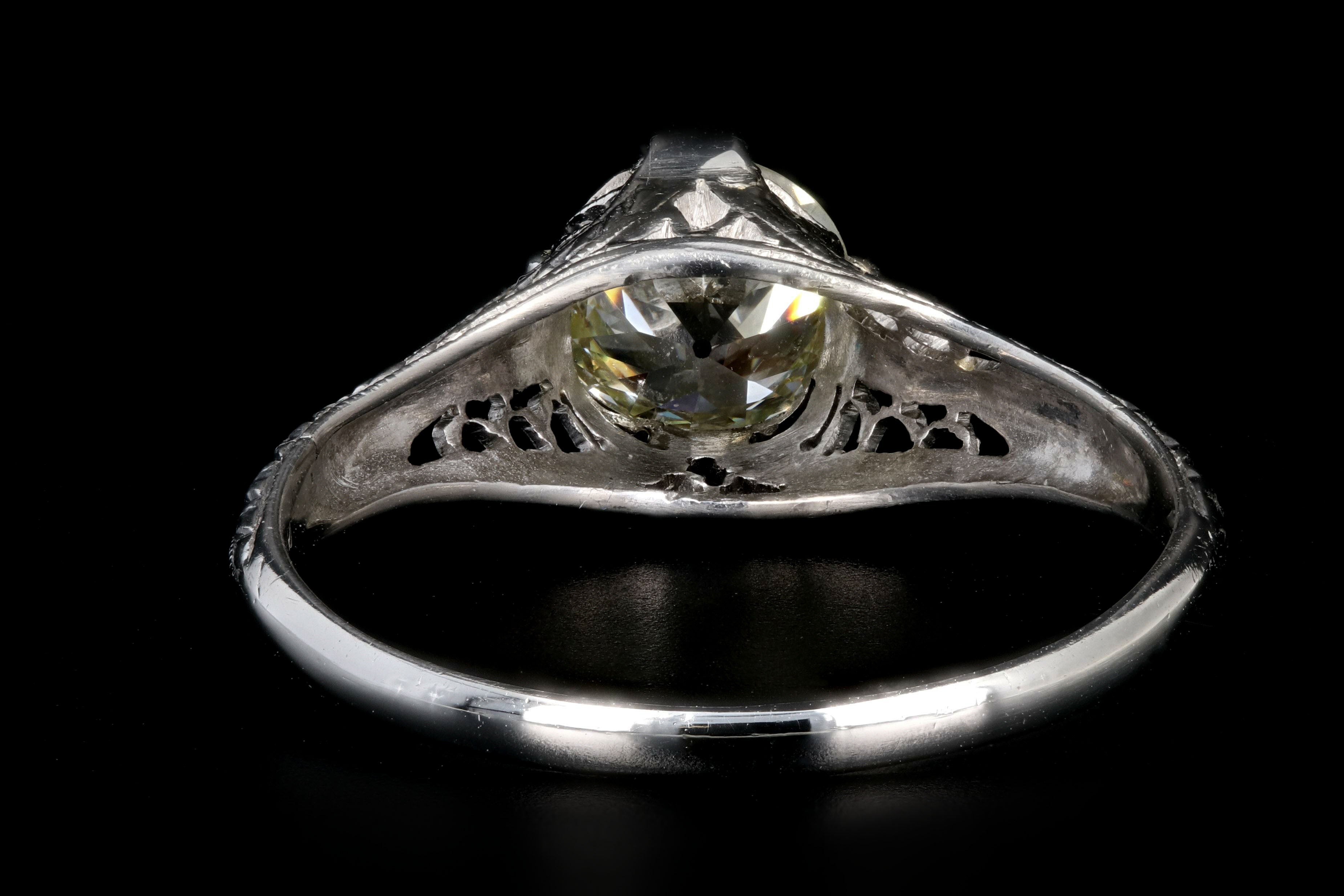 Art Deco Platinum 1.18 Carat Old European Cut Diamond Ring - Queen May