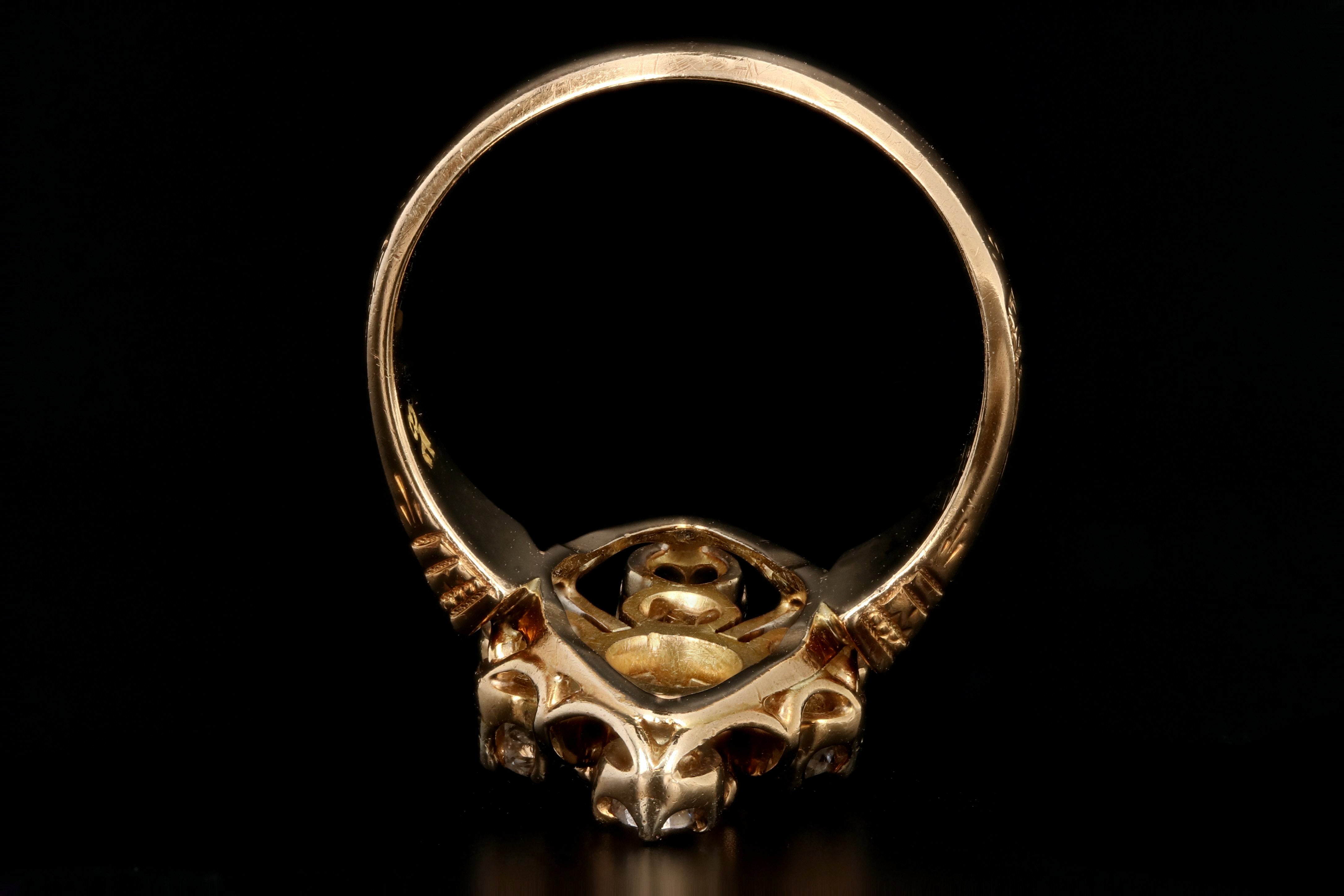 Victorian 18K Yellow Gold 1 Carat Old Mine Cut Diamond Ring - Queen May